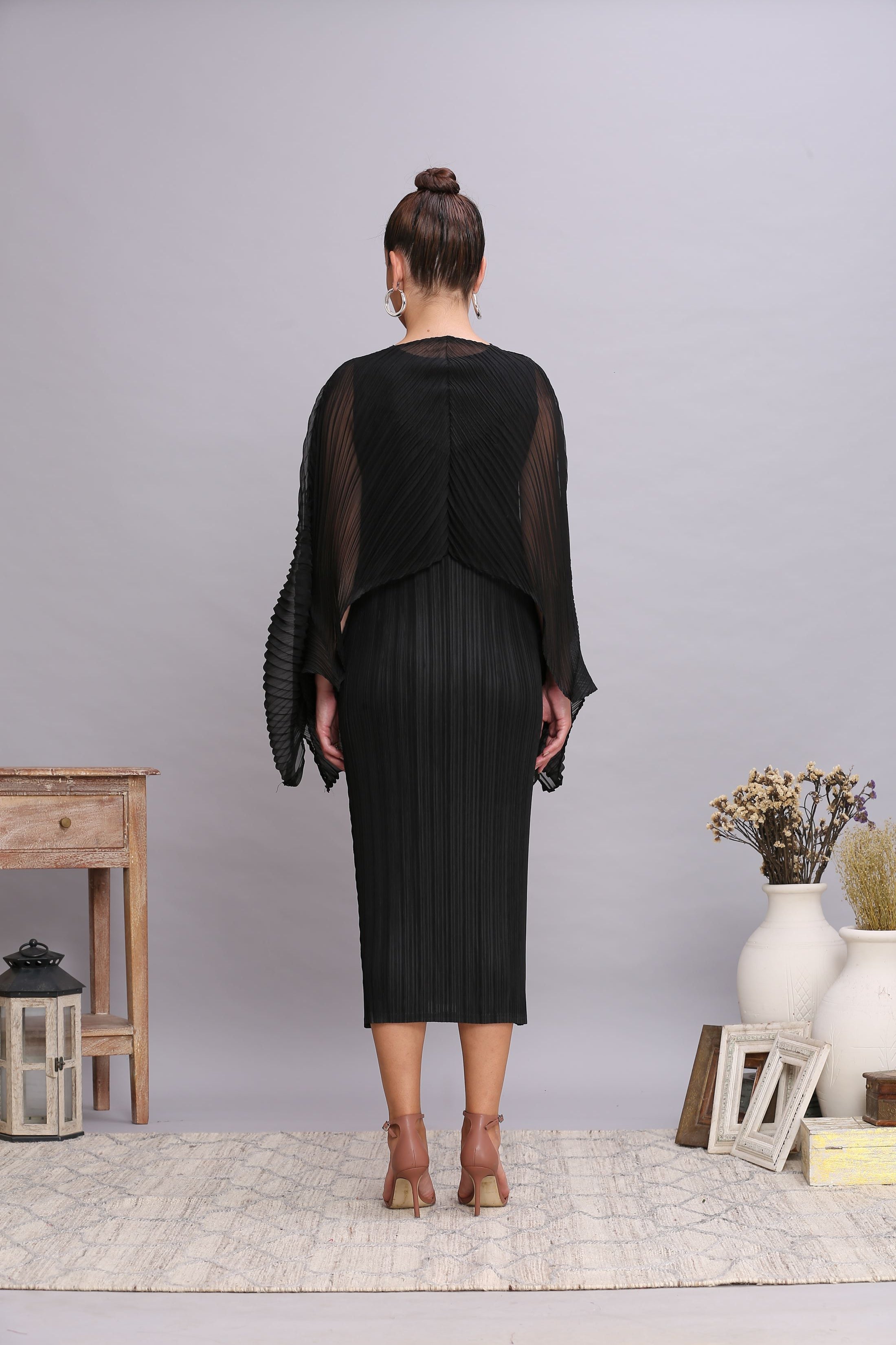 BLACK DRESS WITH COVERUP