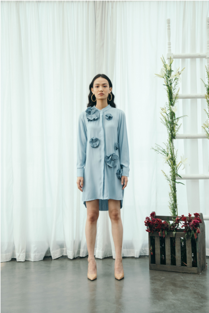 BLUE FLOWER SHIRT DRESS
