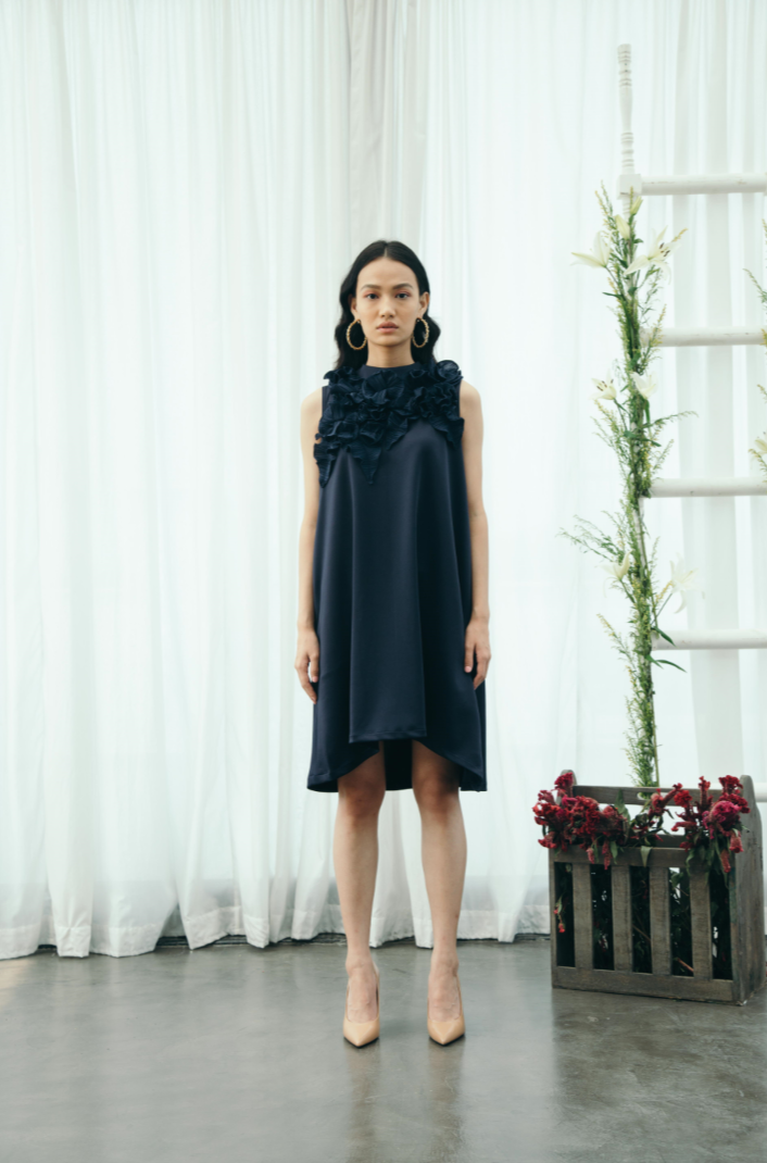 DARK BLUE FLOWER DRESS