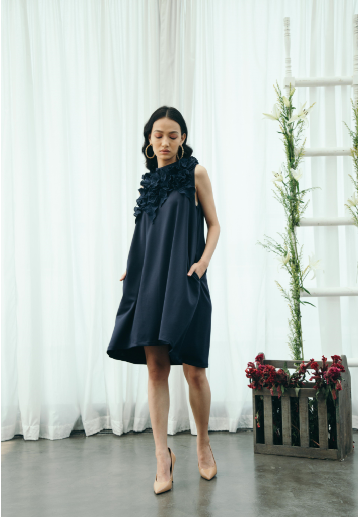 DARK BLUE FLOWER DRESS