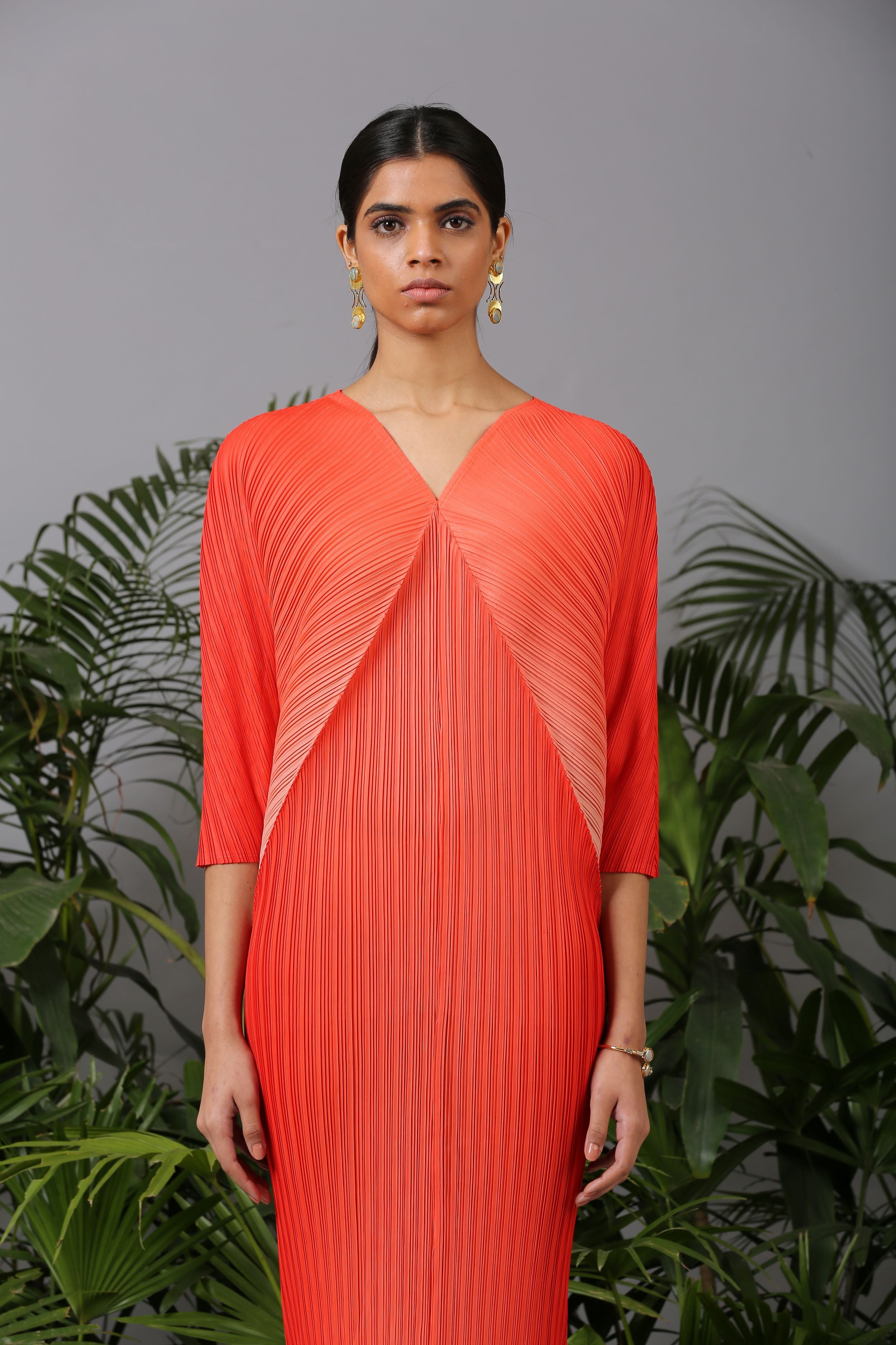 ORANGE OMBRE KAFTAN DRESS