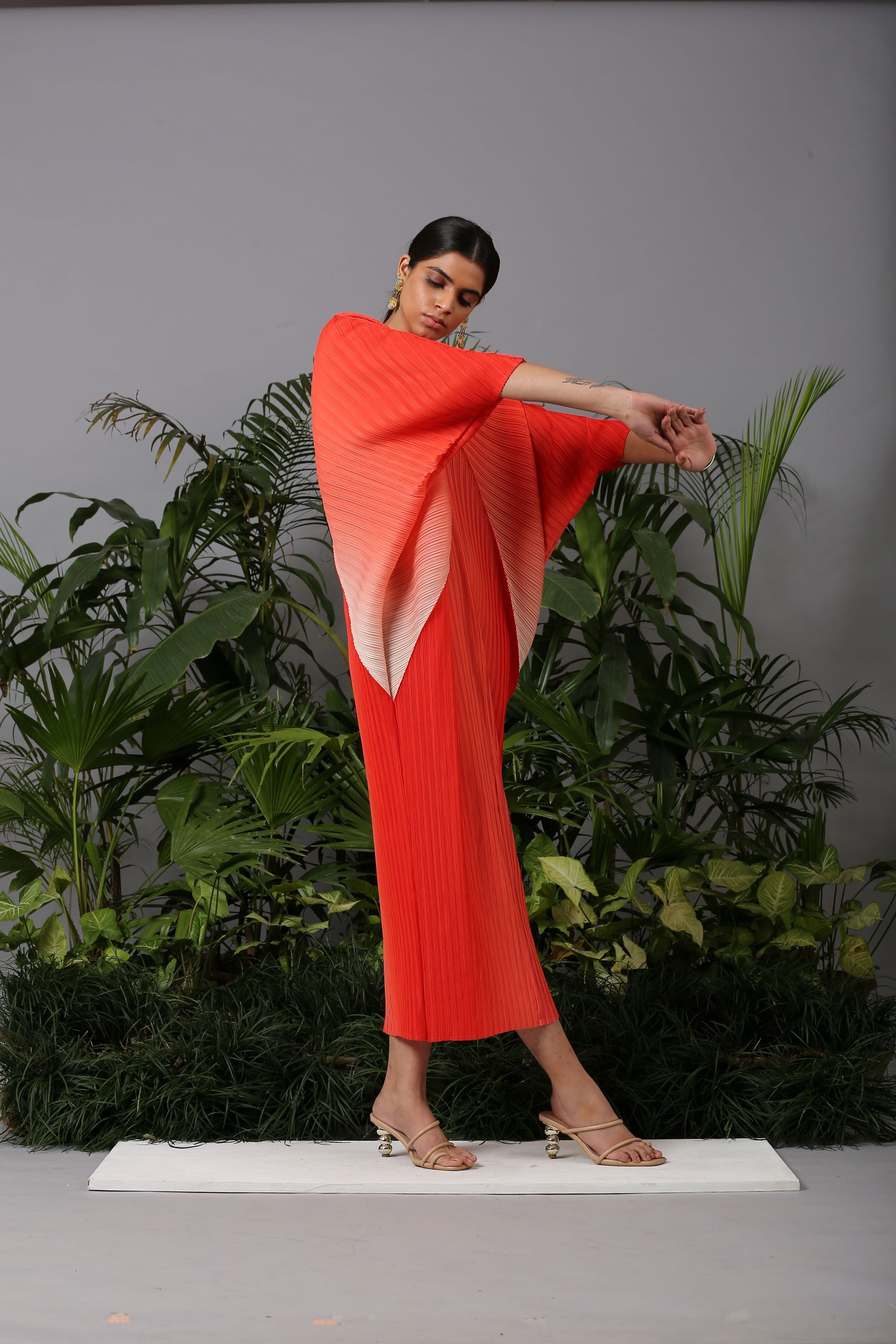 ORANGE OMBRE KAFTAN DRESS