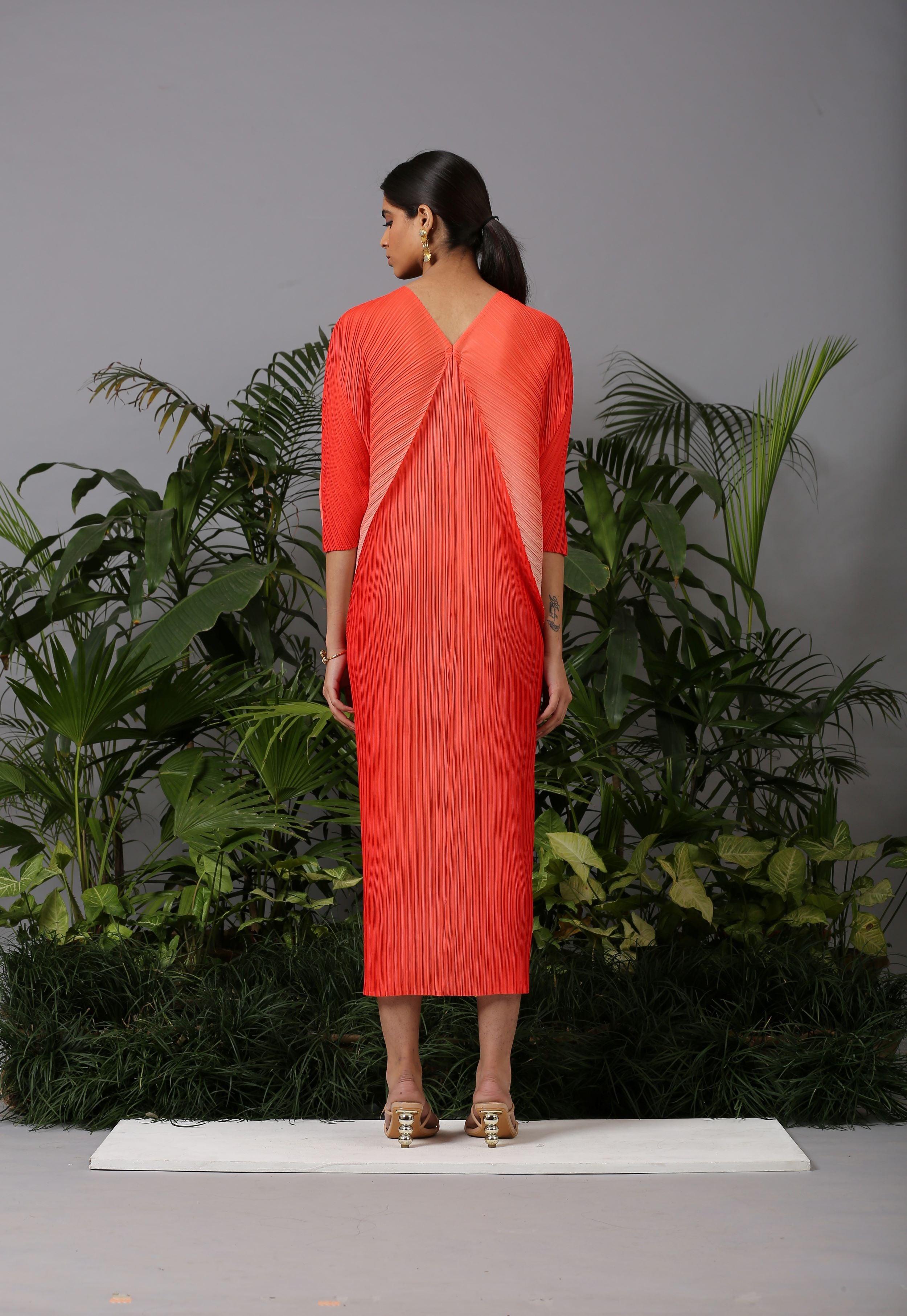 ORANGE OMBRE KAFTAN DRESS