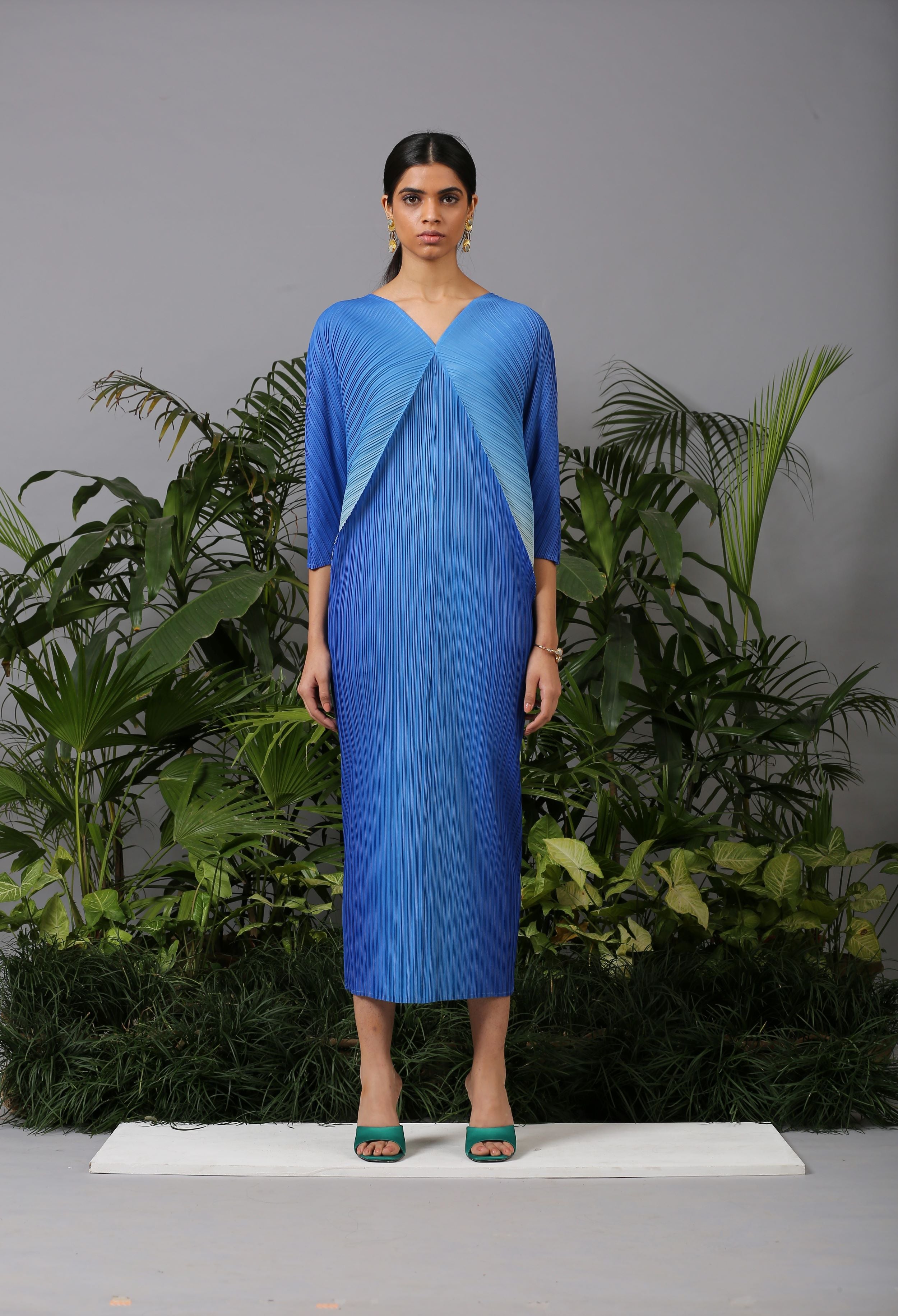 BLUE OMBRE KAFTAN DRESS