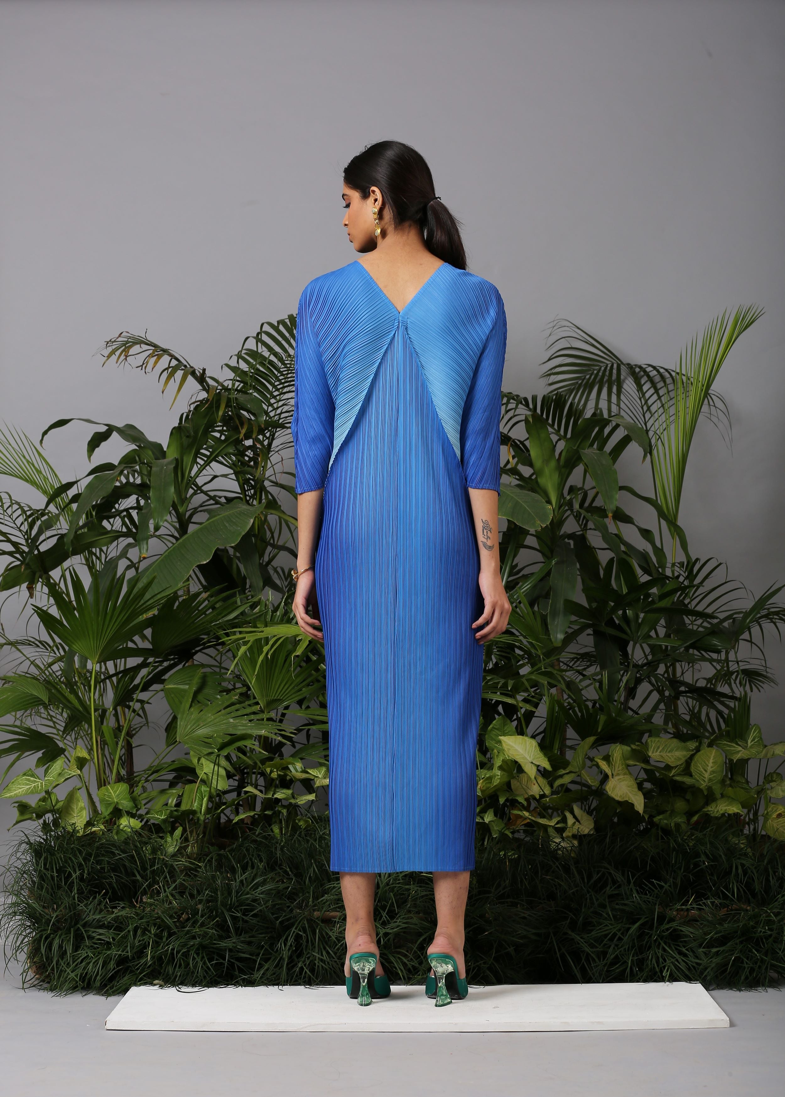 BLUE OMBRE KAFTAN DRESS