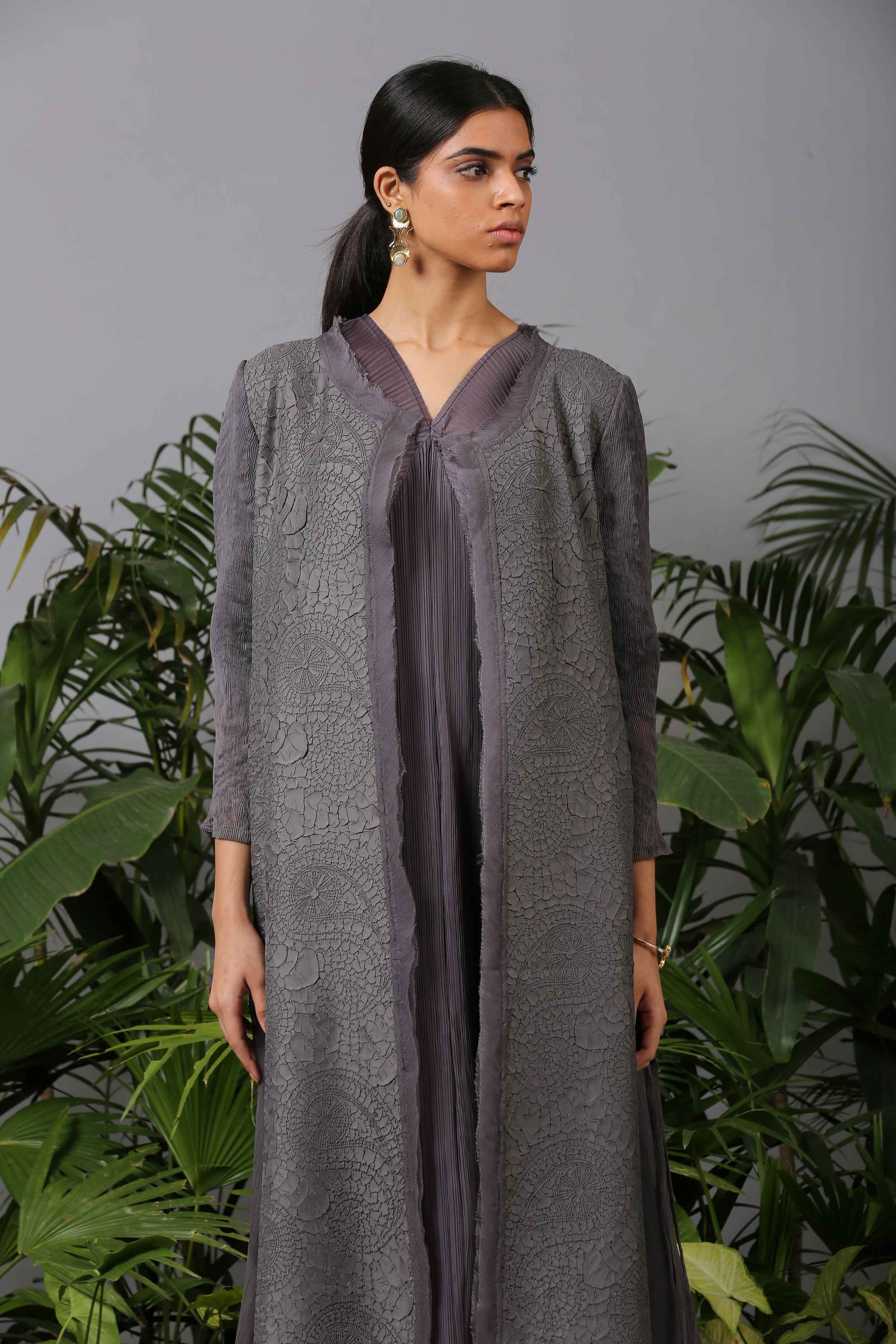 GREY PAISLEY TEXTURED JACKET