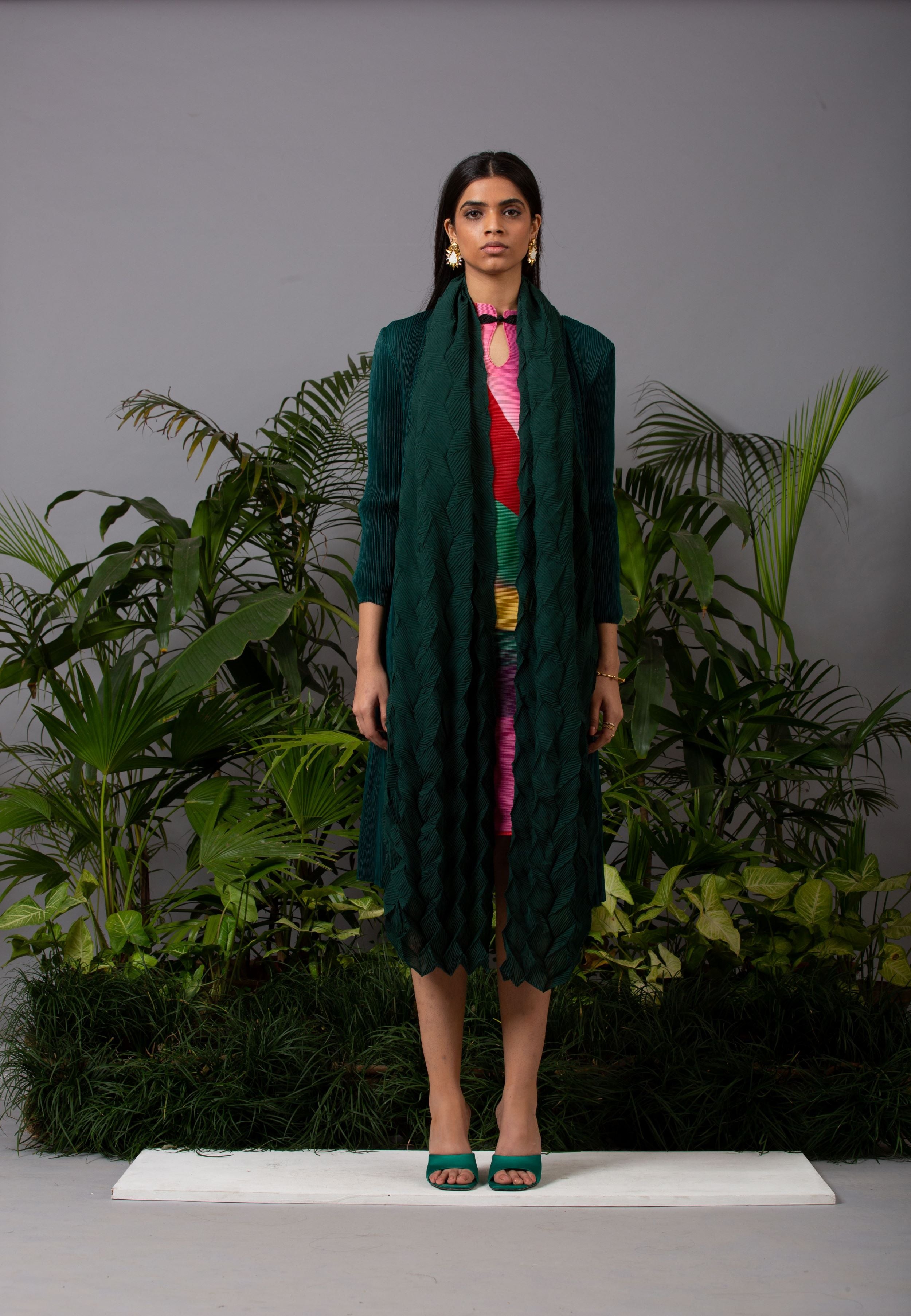 GREEN CRUSHED & TEXTURED JACKET