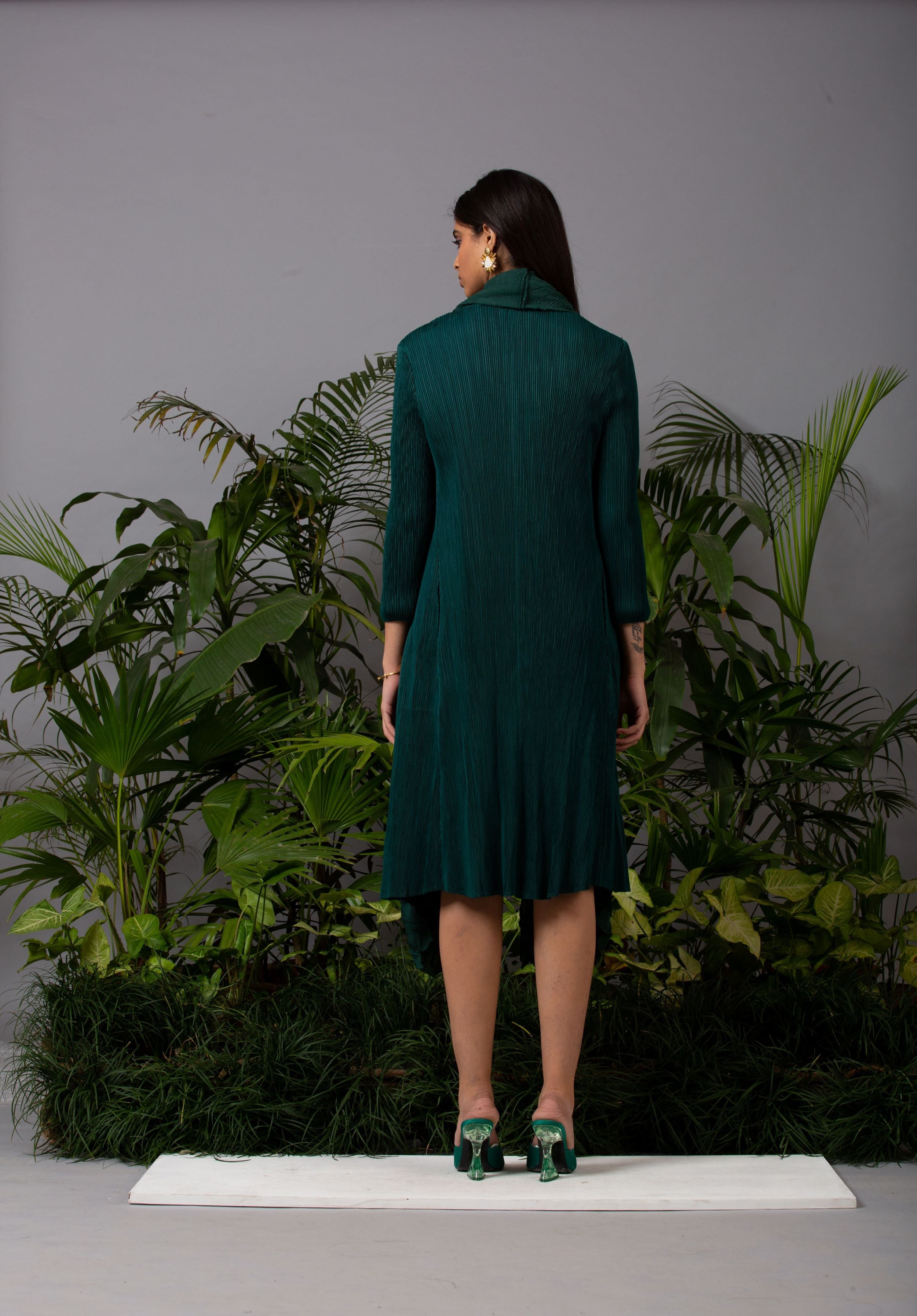 GREEN CRUSHED & TEXTURED JACKET