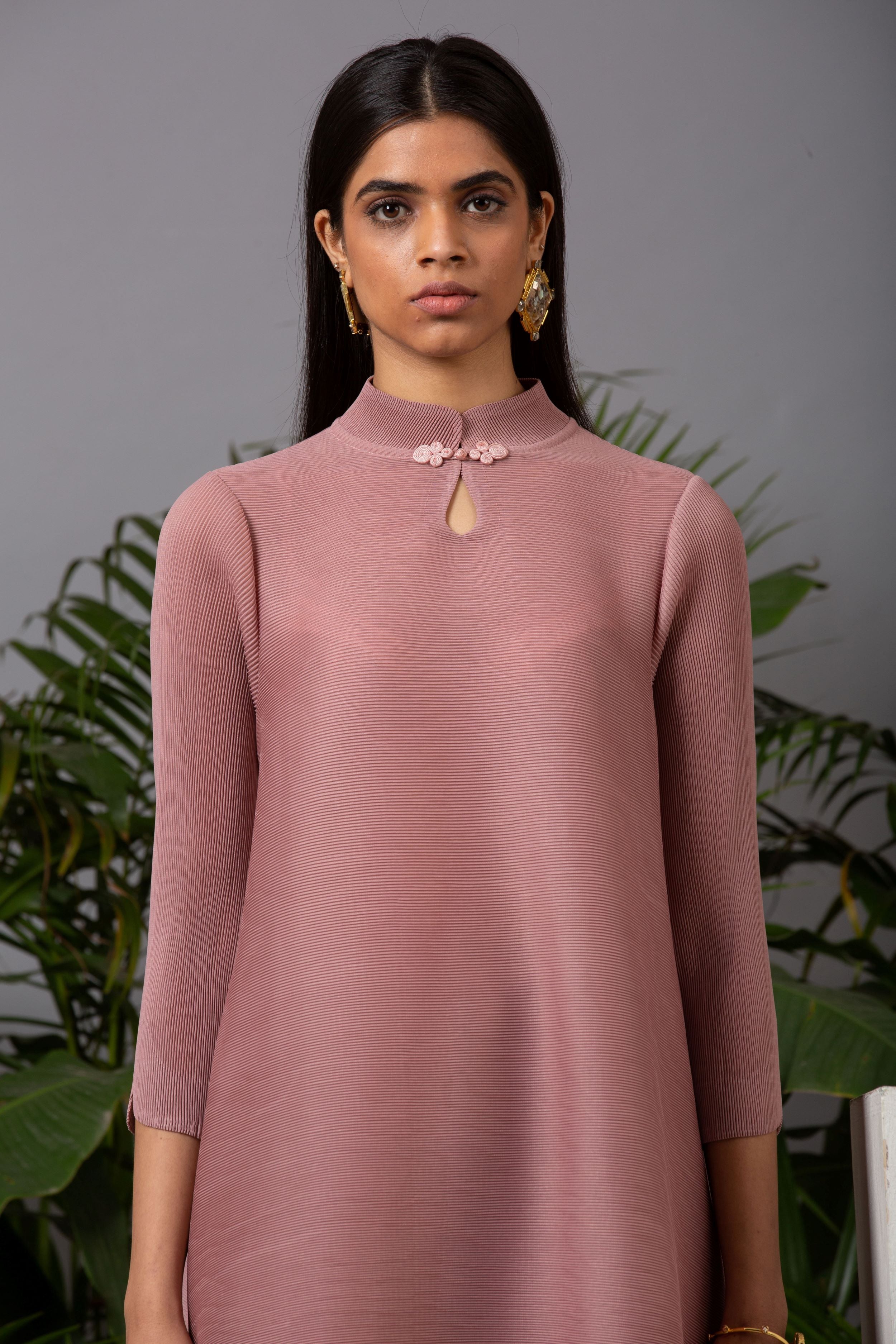 NUDE MANDARIN COLLAR SET