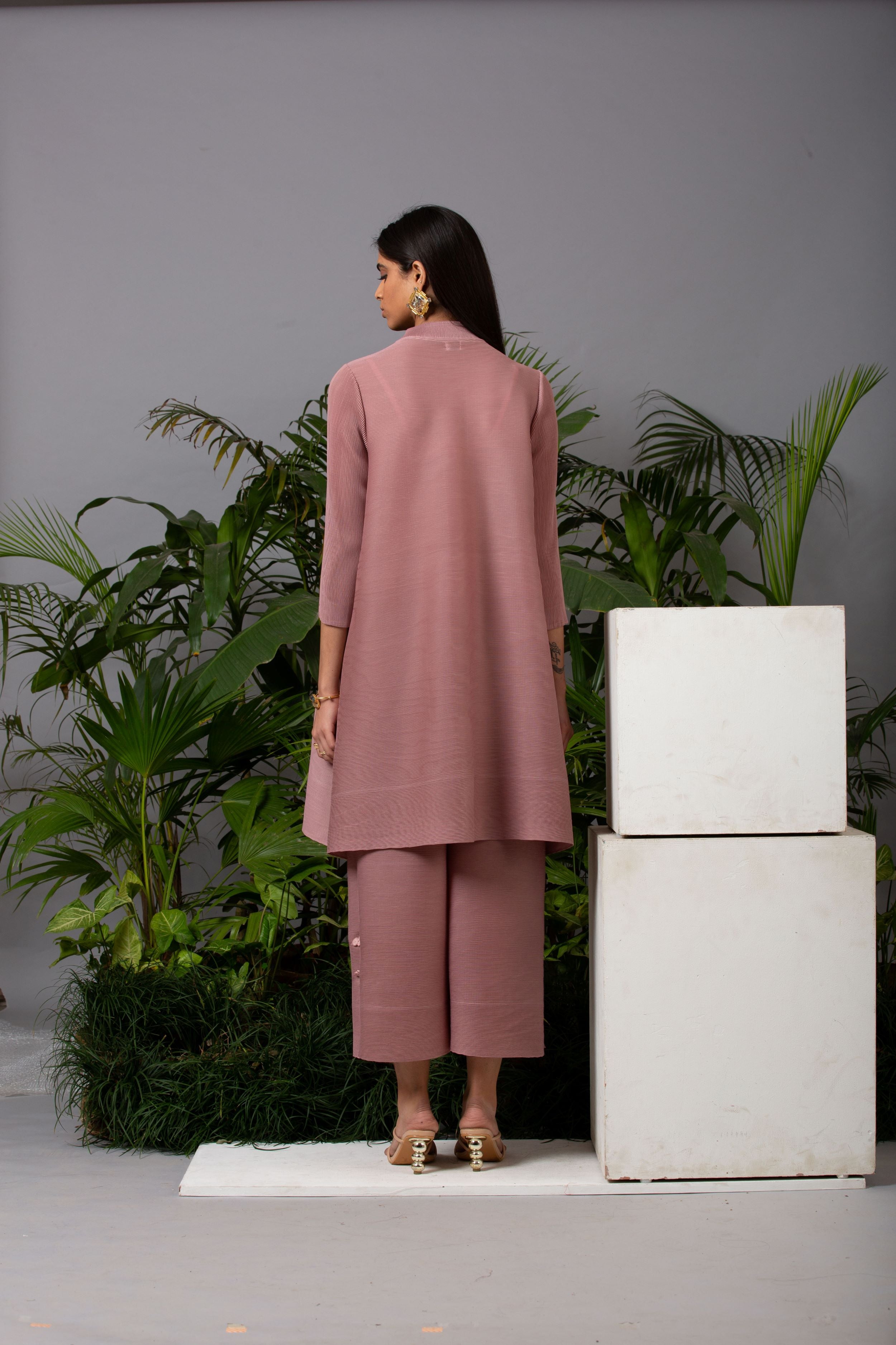 NUDE MANDARIN COLLAR SET