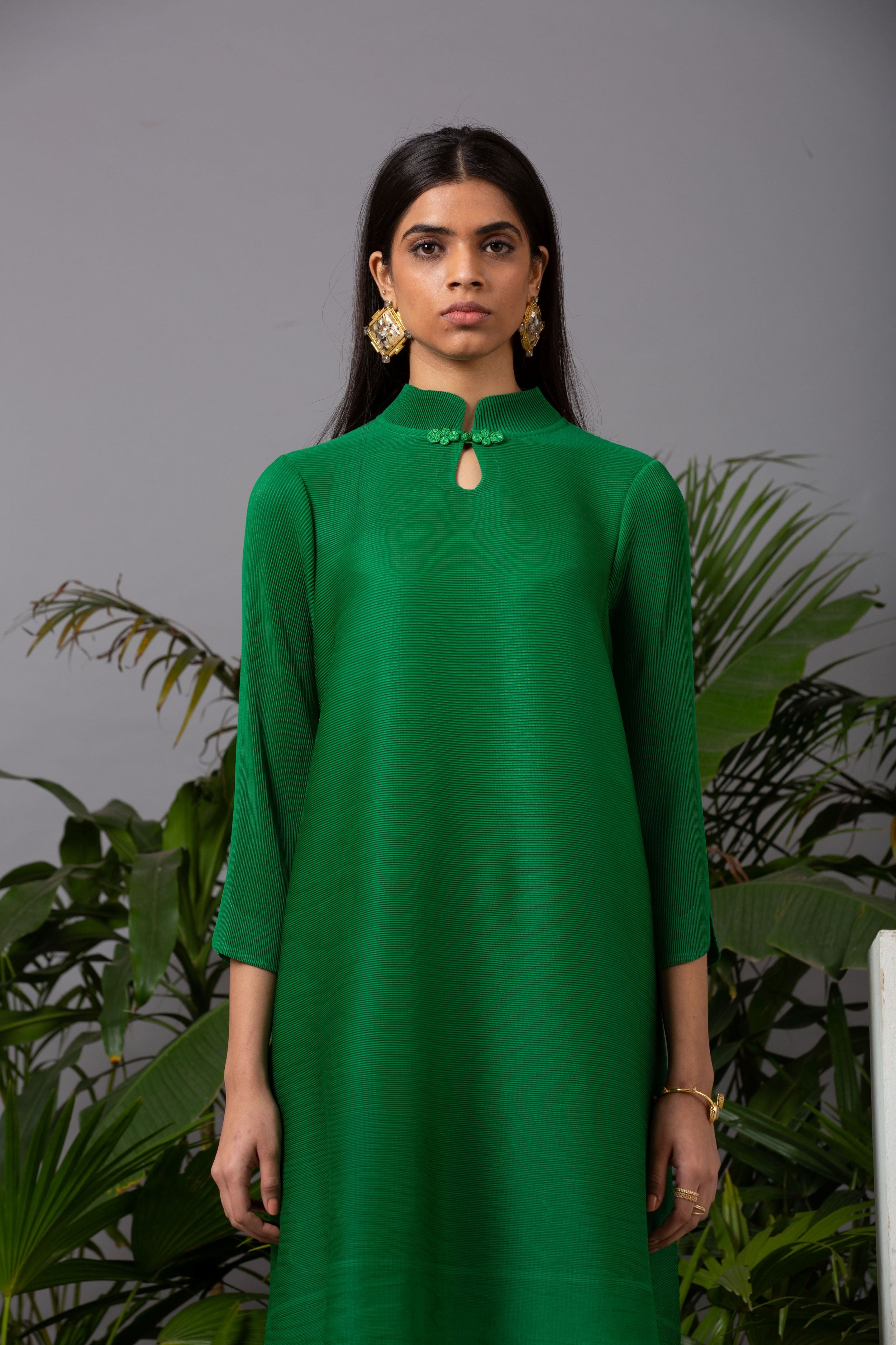 GREEN MANDARIN COLLAR SET