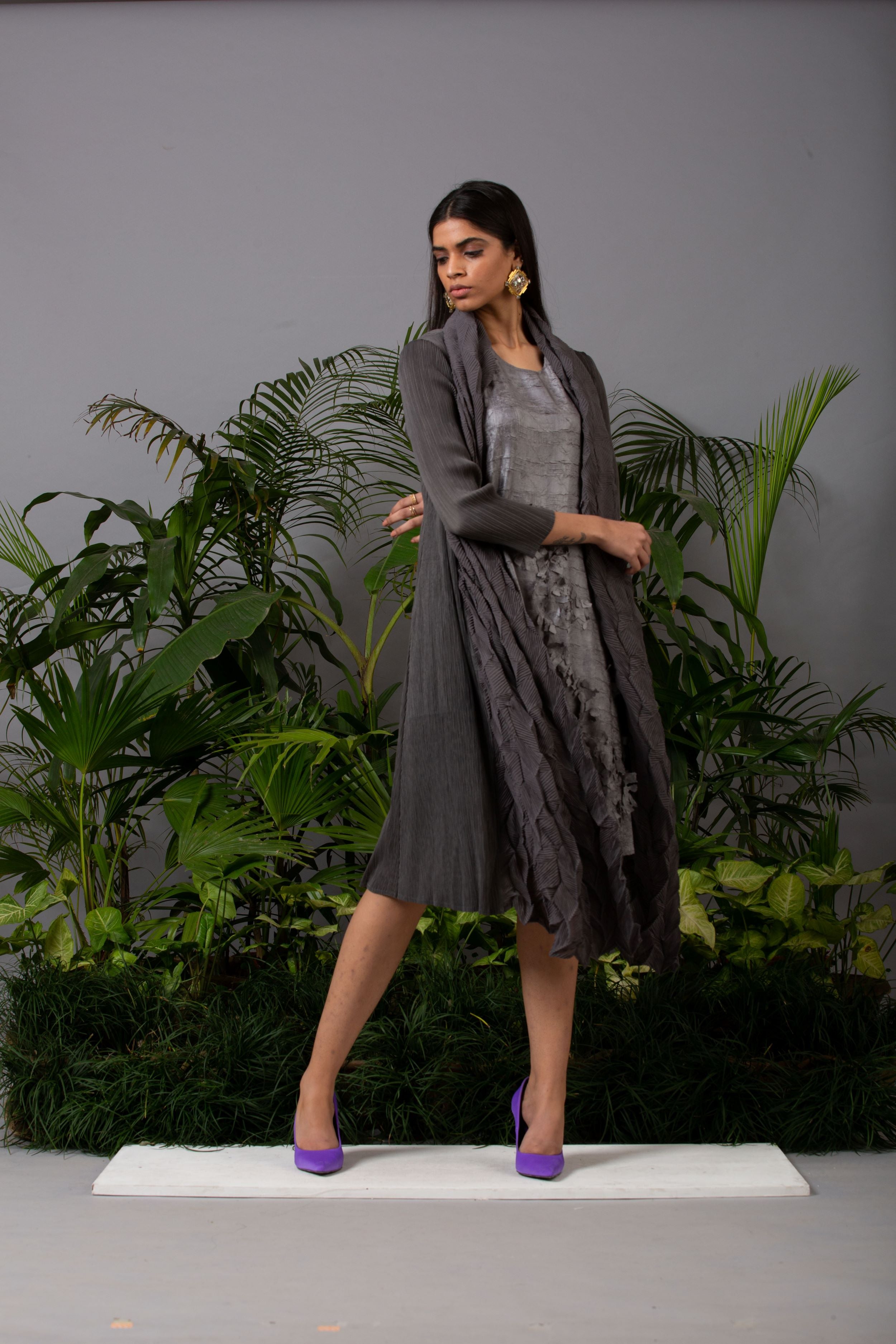 GREY CRUSHED & TEXTURED JACKET