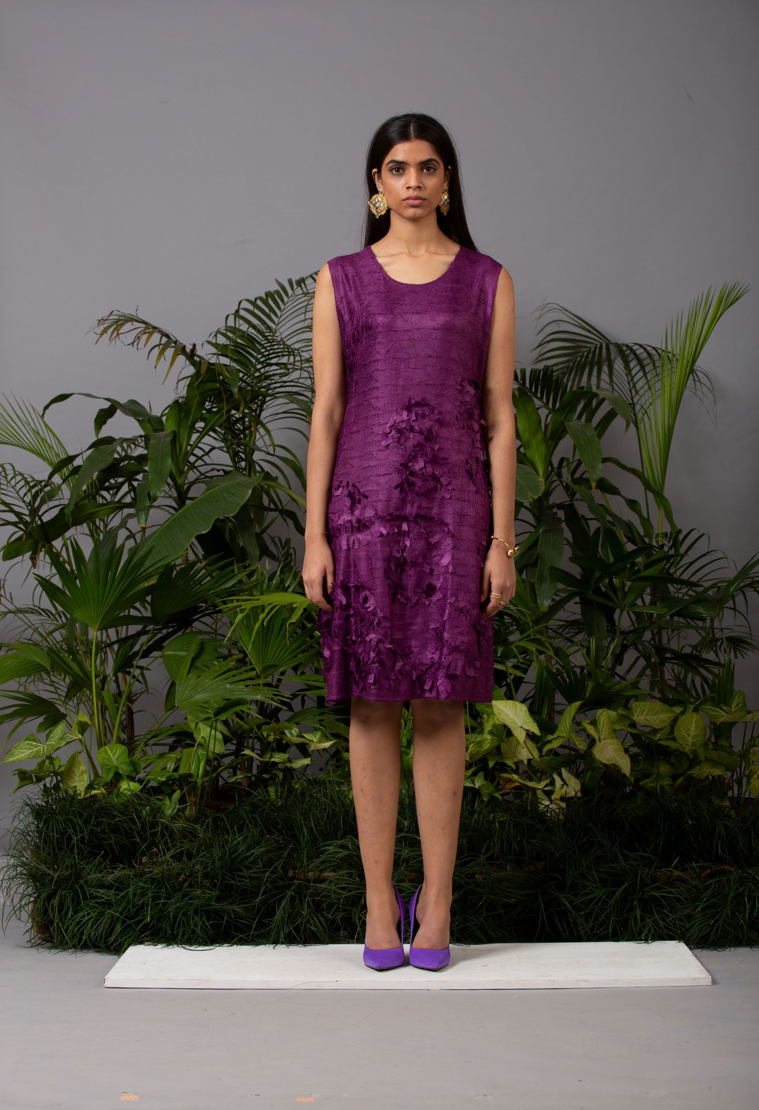 PURPLE EMBOSSED DRESS
