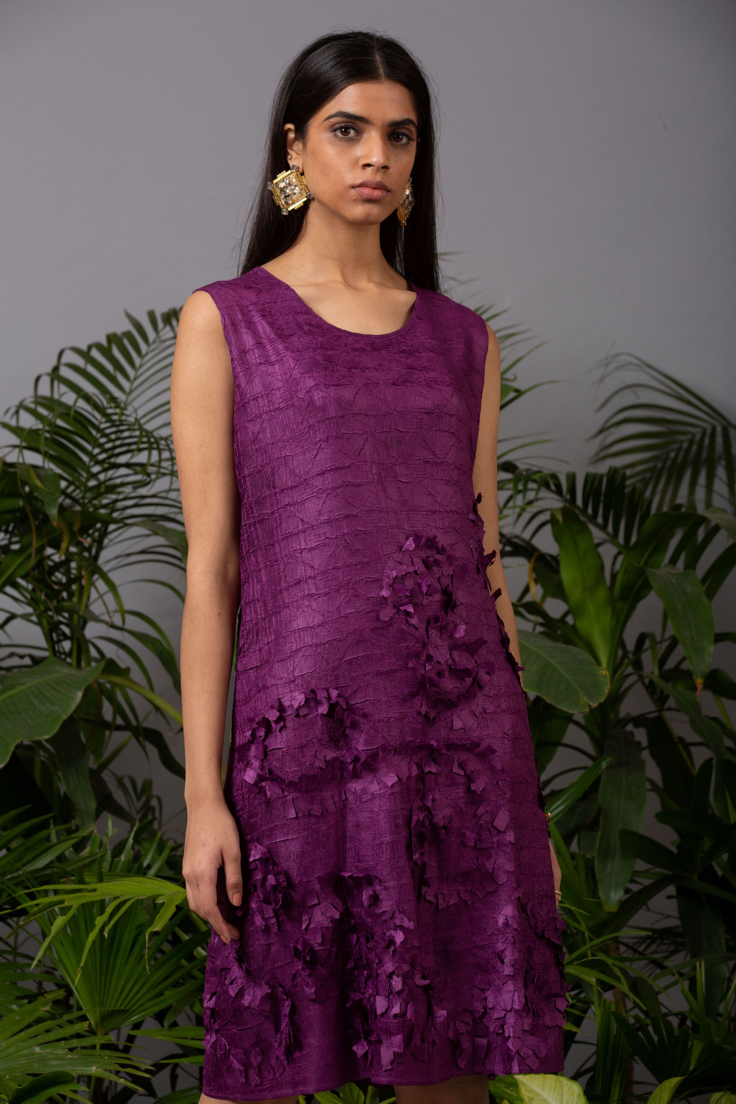 PURPLE EMBOSSED DRESS