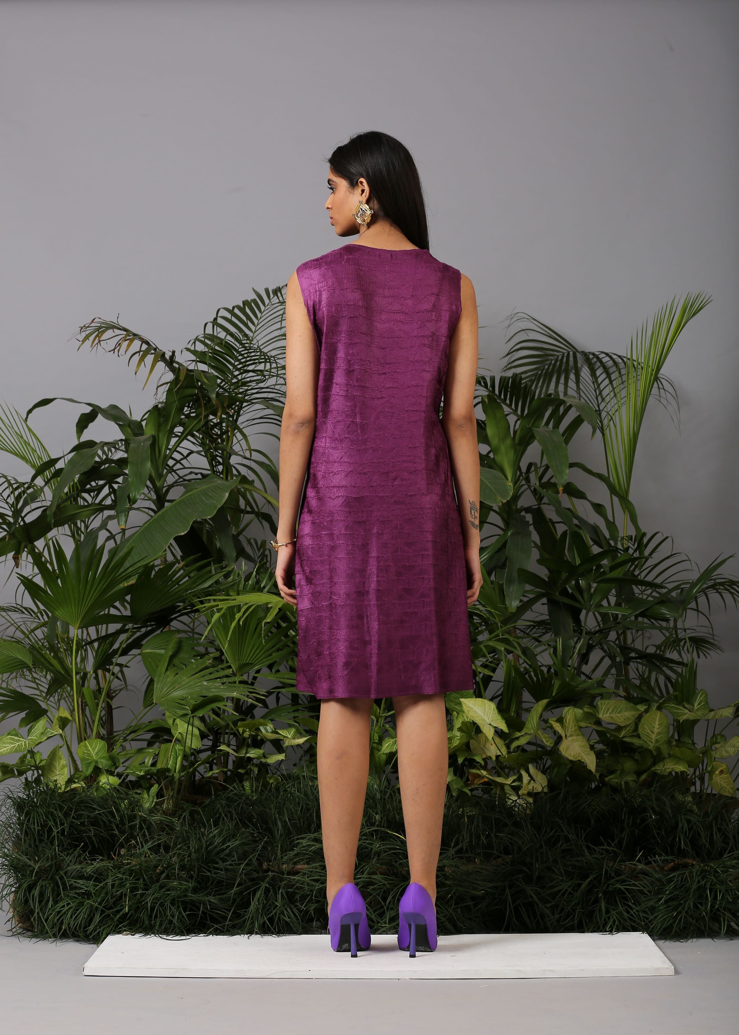 PURPLE EMBOSSED DRESS
