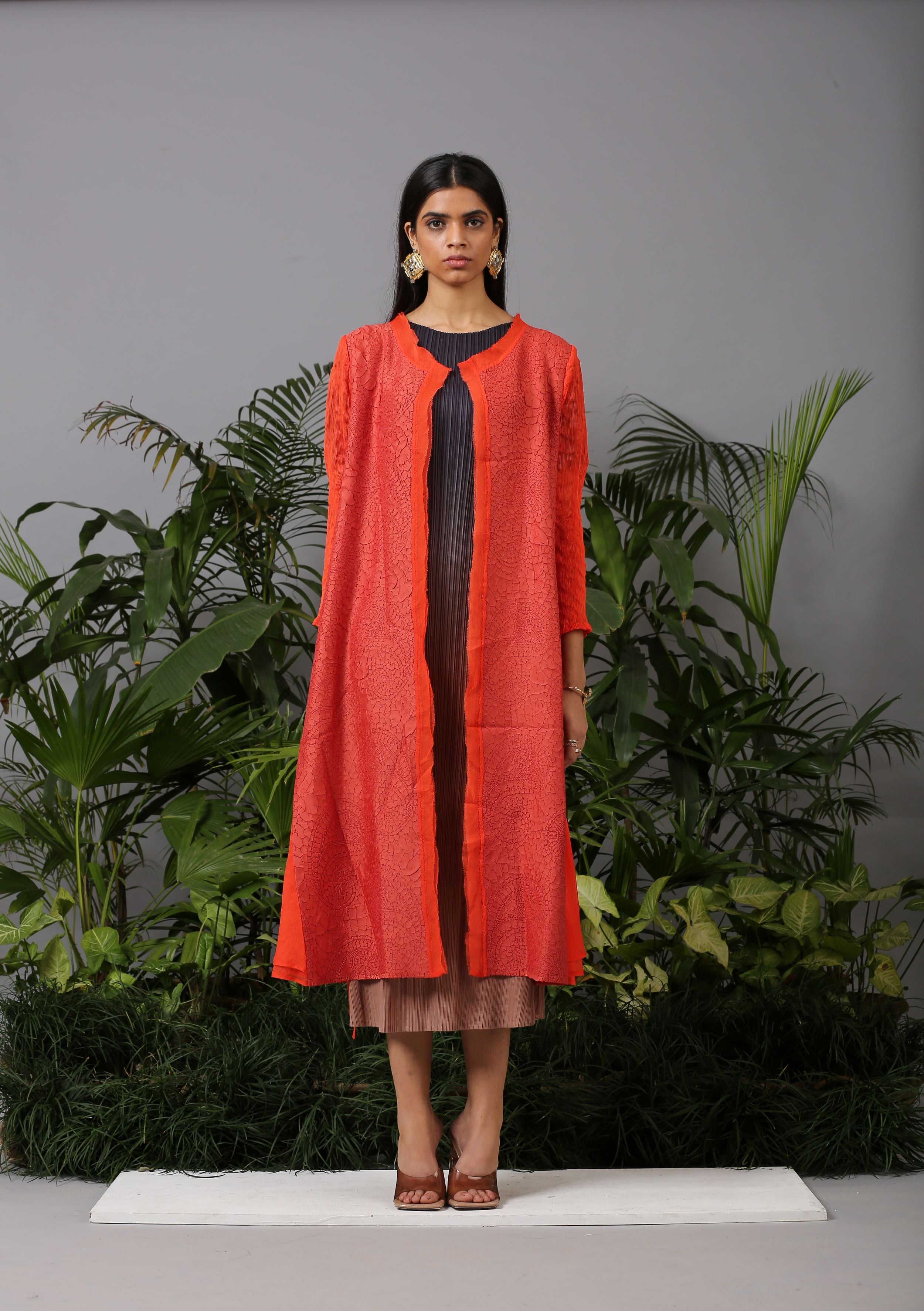 ORANGE PAISLEY TEXTURED JACKET