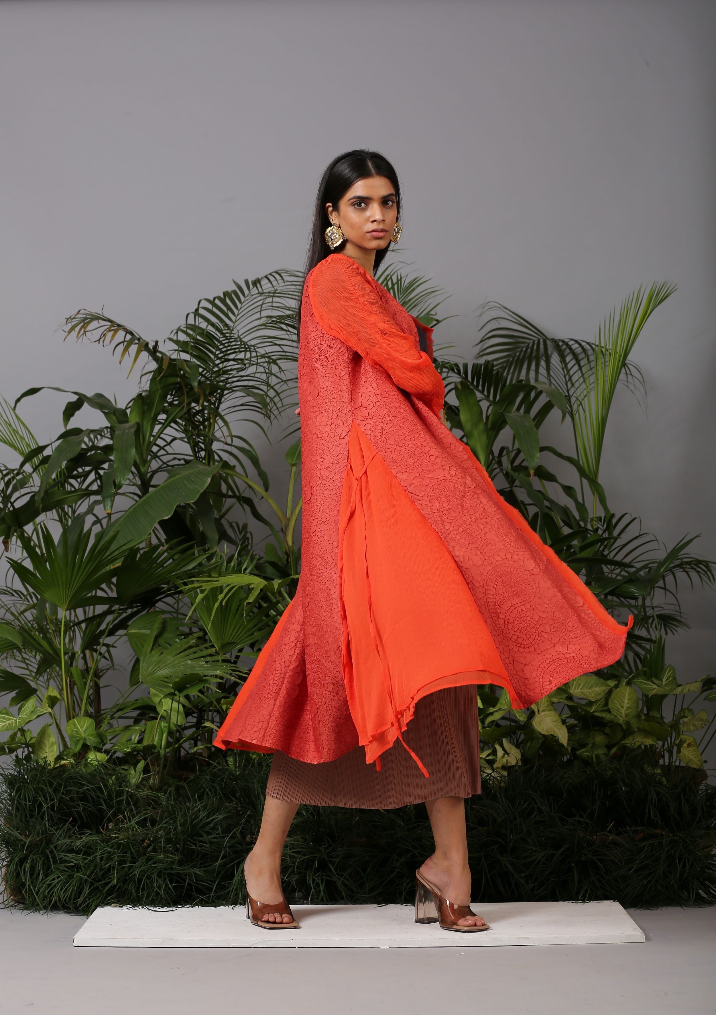 ORANGE PAISLEY TEXTURED JACKET