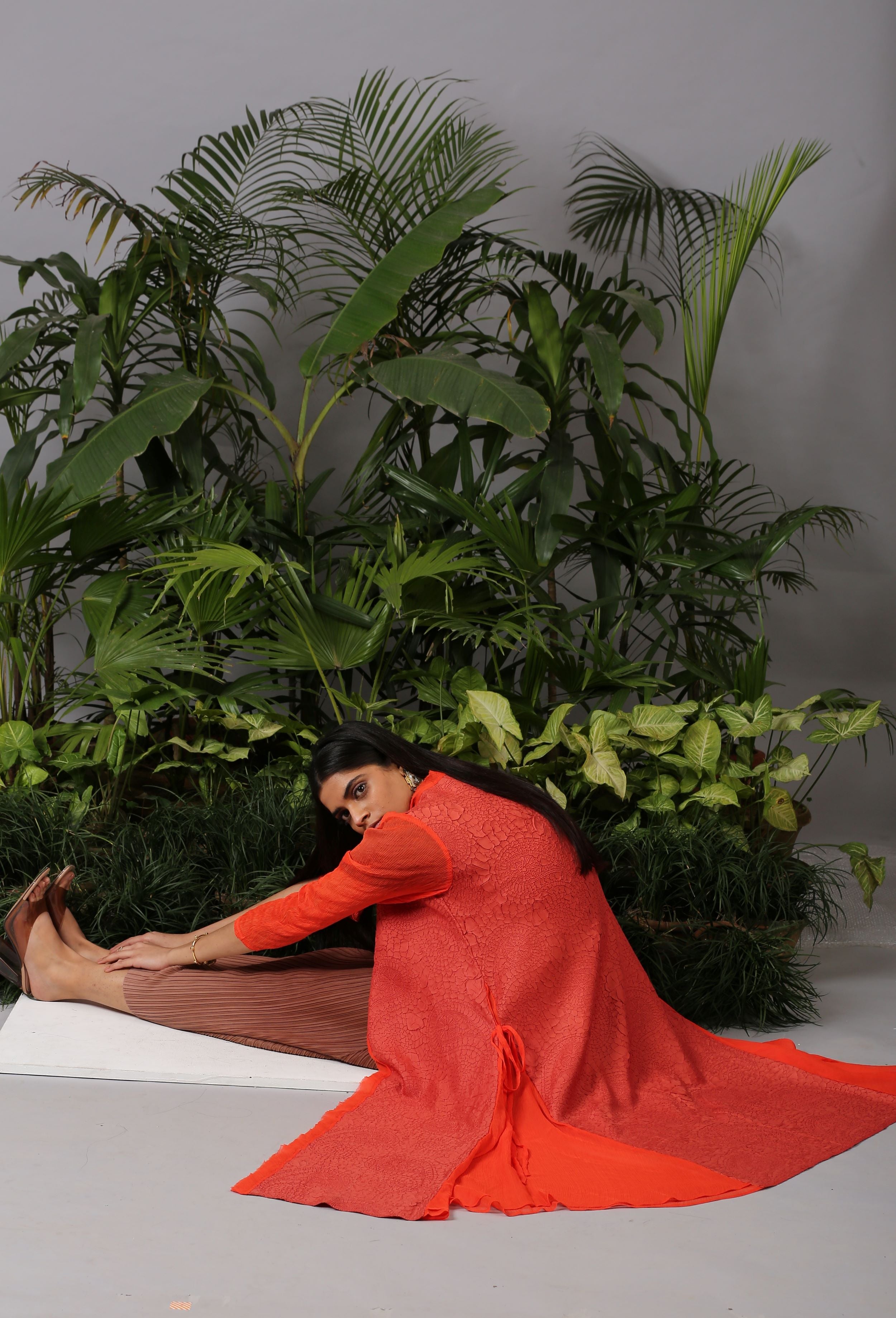 ORANGE PAISLEY TEXTURED JACKET