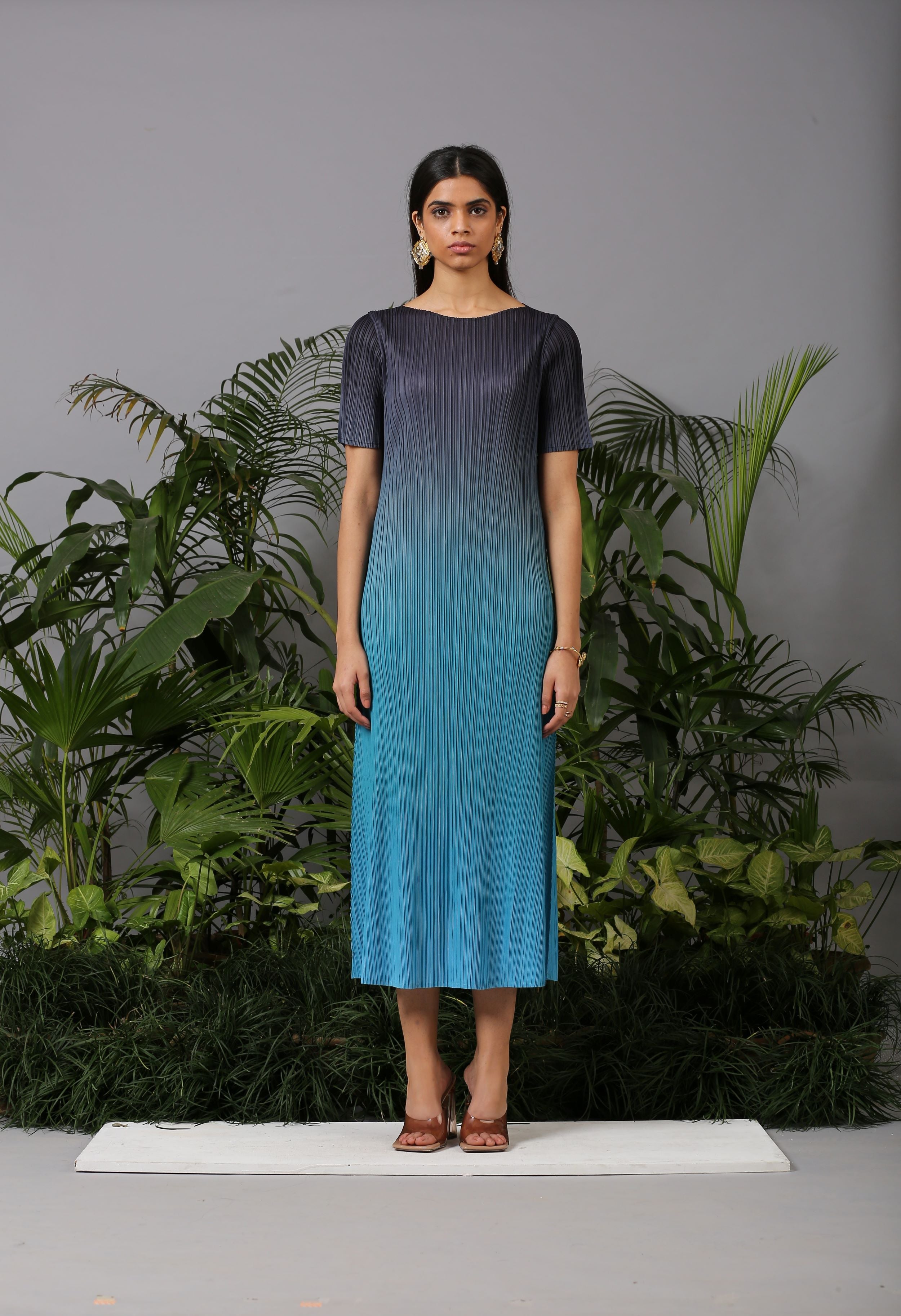 TEAL BLUE OMBRE DRESS