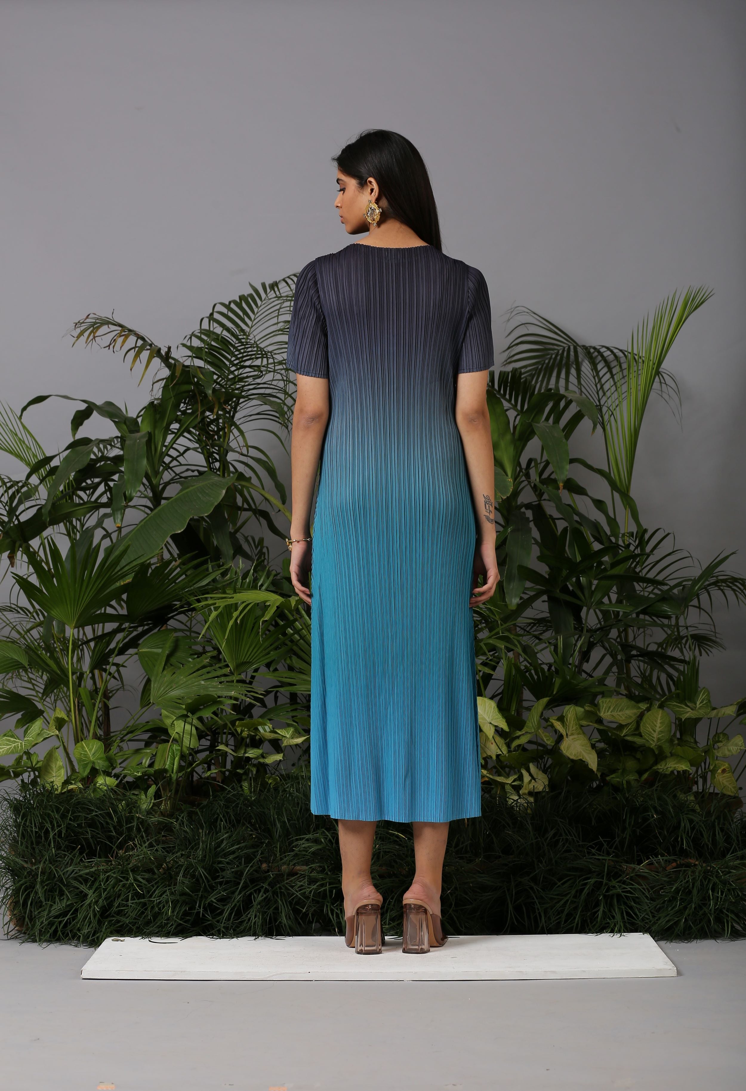 TEAL BLUE OMBRE DRESS