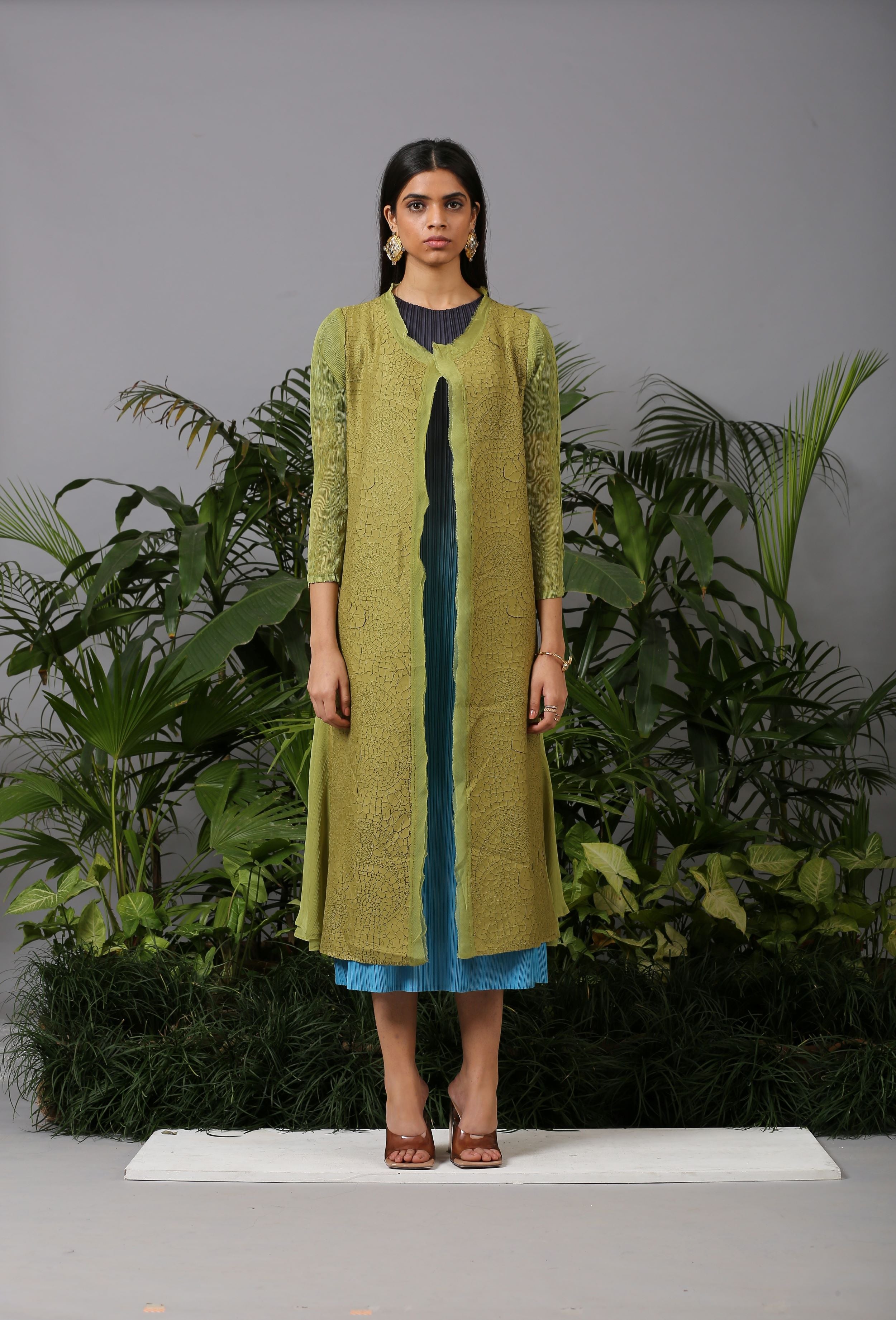 LIME GREEN PAISLEY TEXTURED JACKET