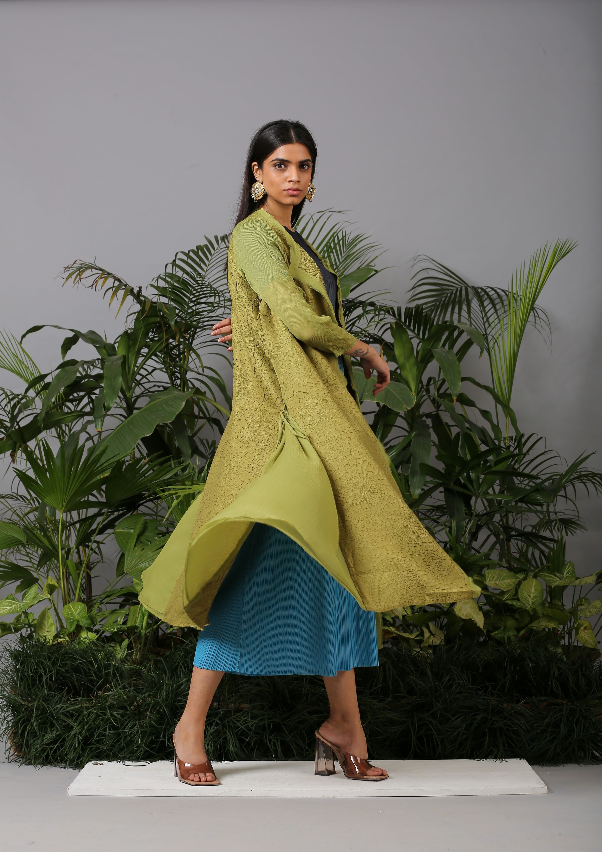 LIME GREEN PAISLEY TEXTURED JACKET