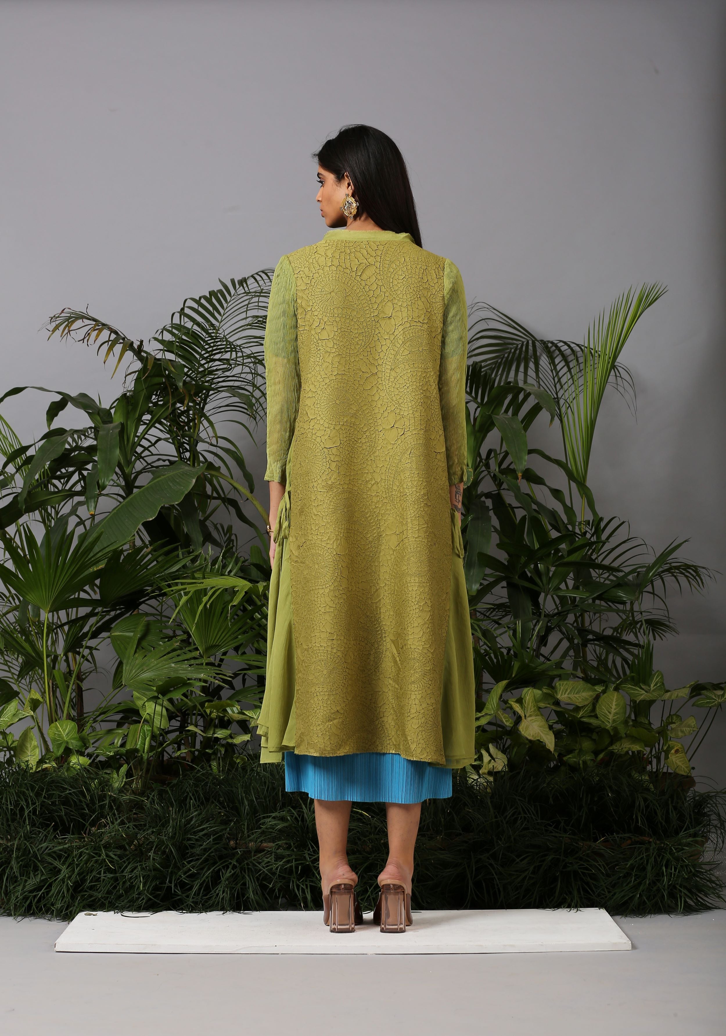 LIME GREEN PAISLEY TEXTURED JACKET