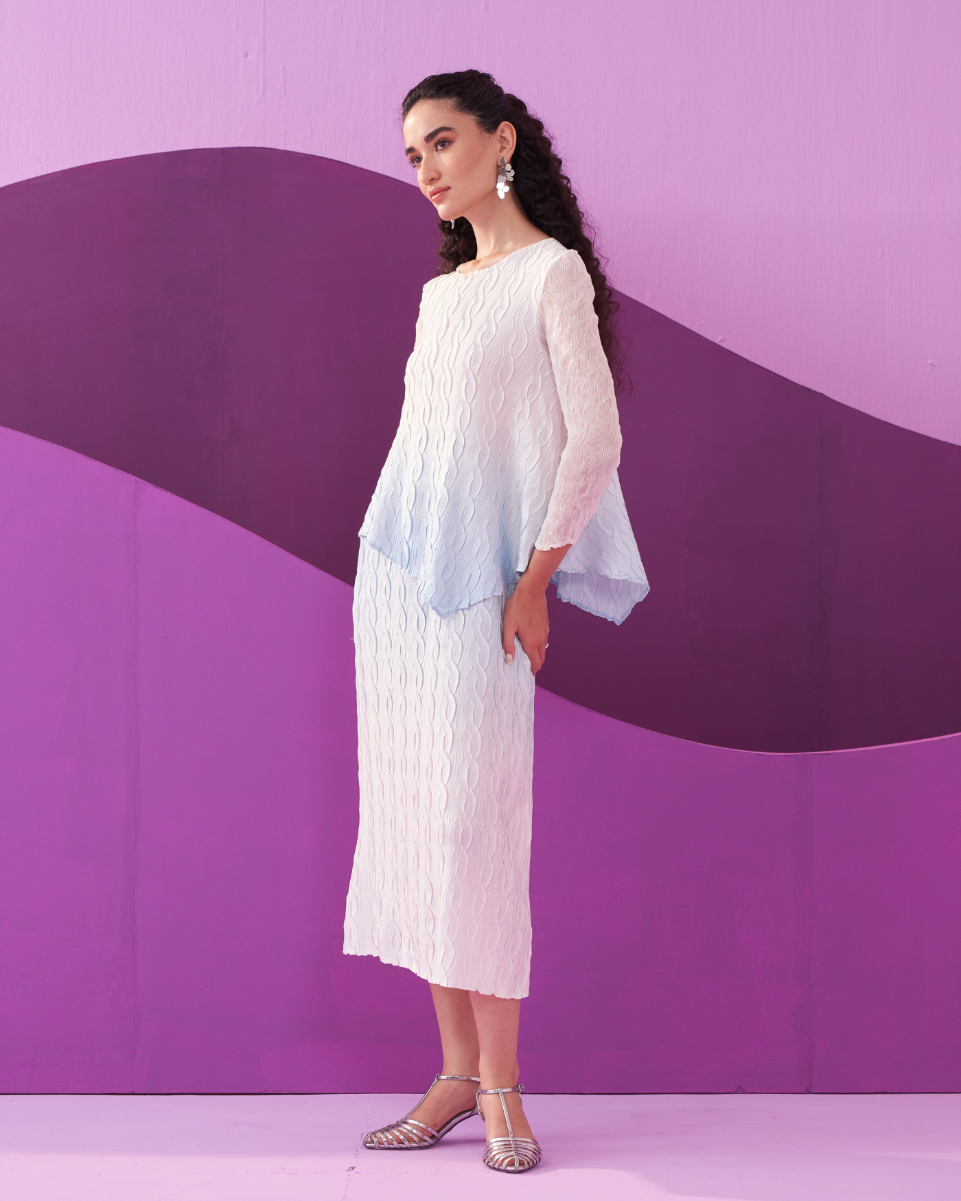 BLUE CLAREY SKIRT SET