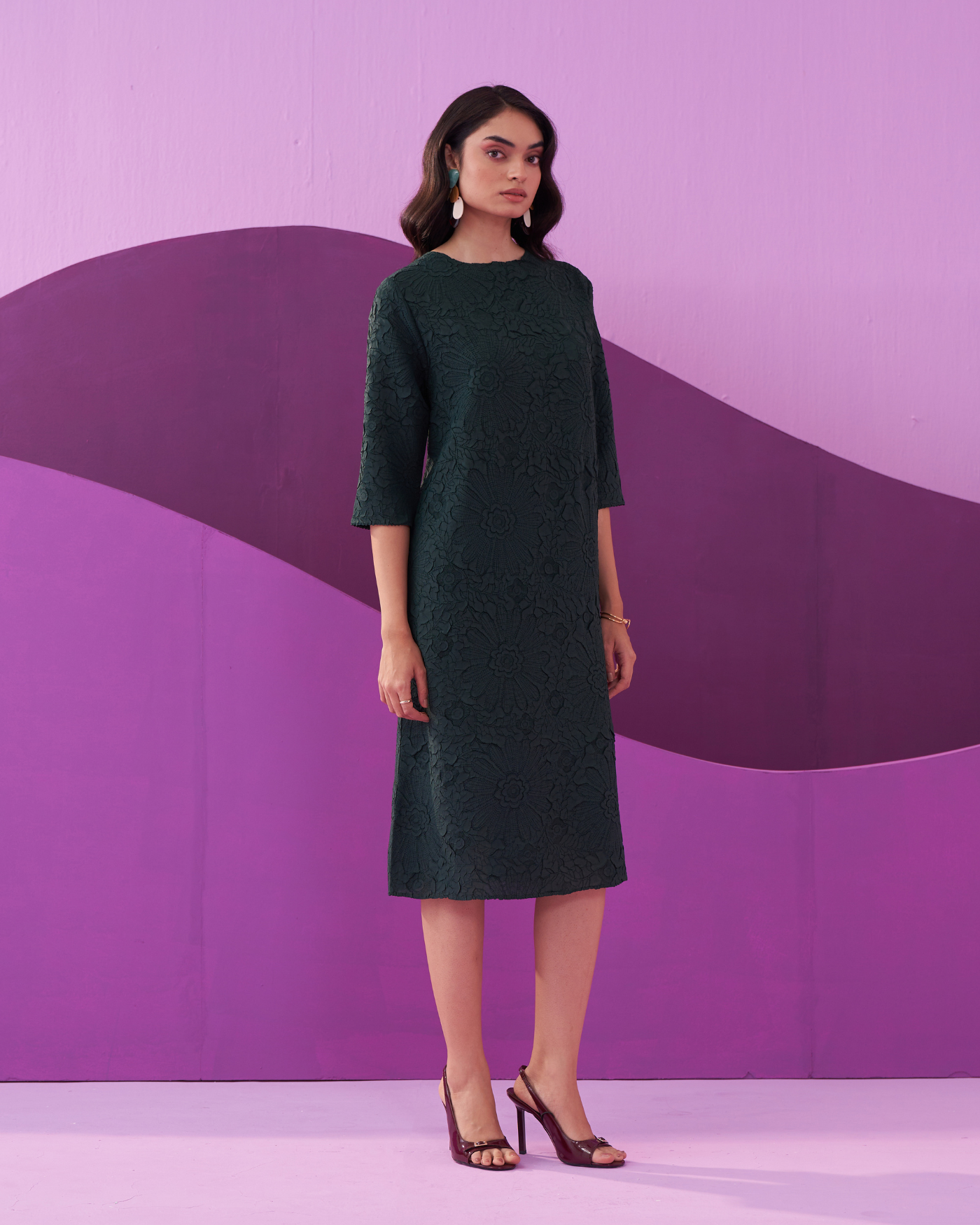 BOTTLE GREEN CAMPANIA DRESS