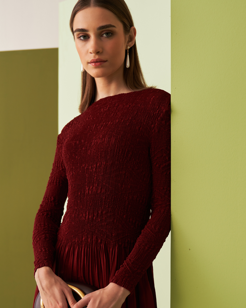 MAROON MINSK DRESS