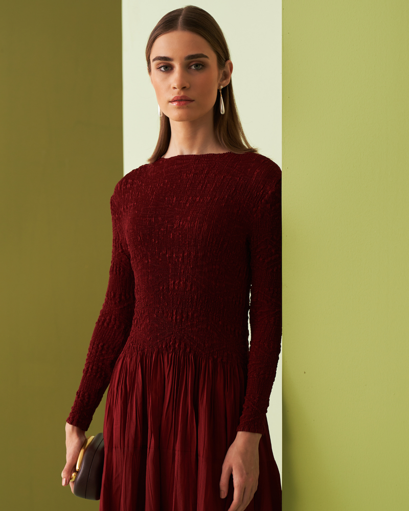 MAROON MINSK DRESS