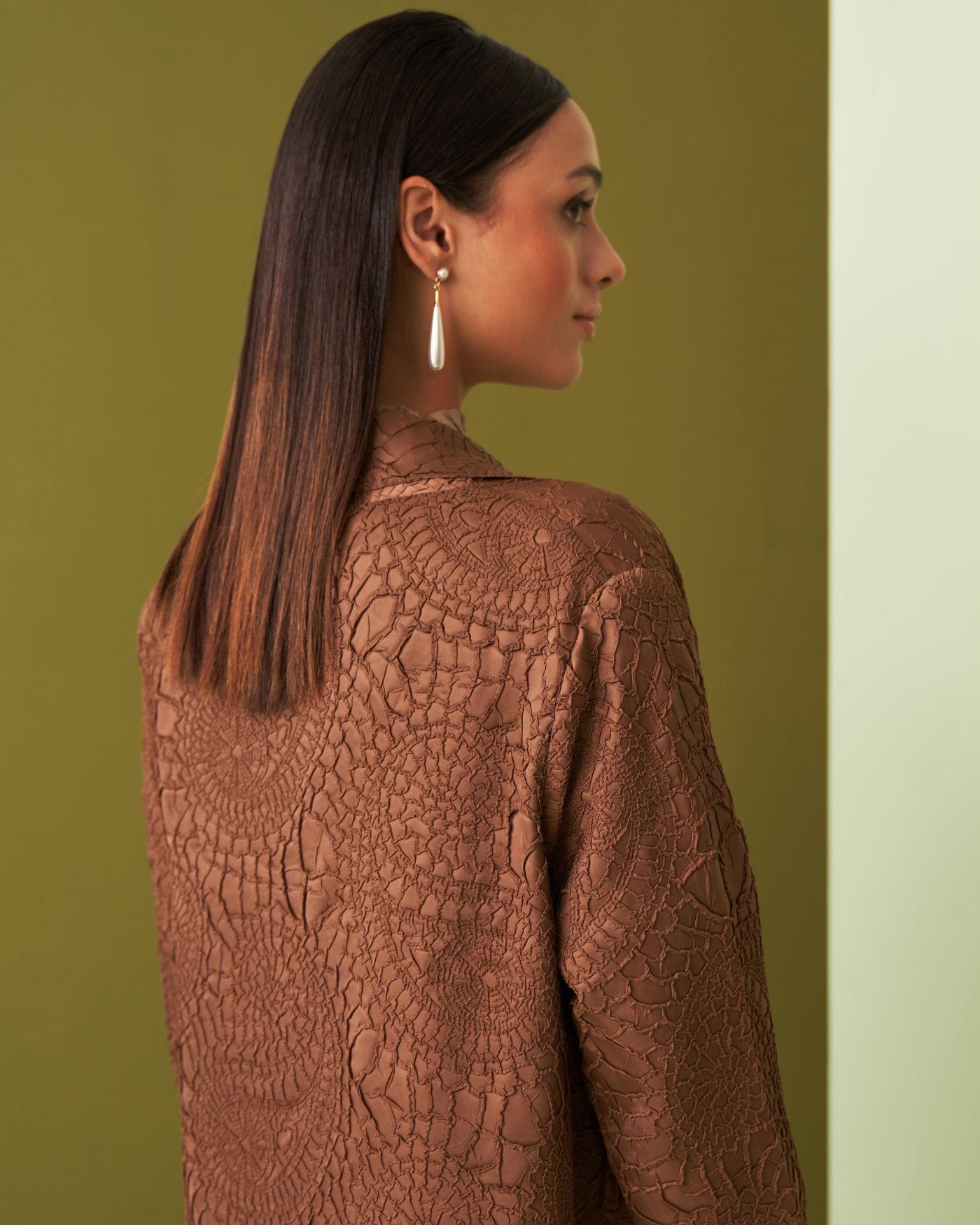 BROWN NANCY TEXTURED TRENCHCOAT