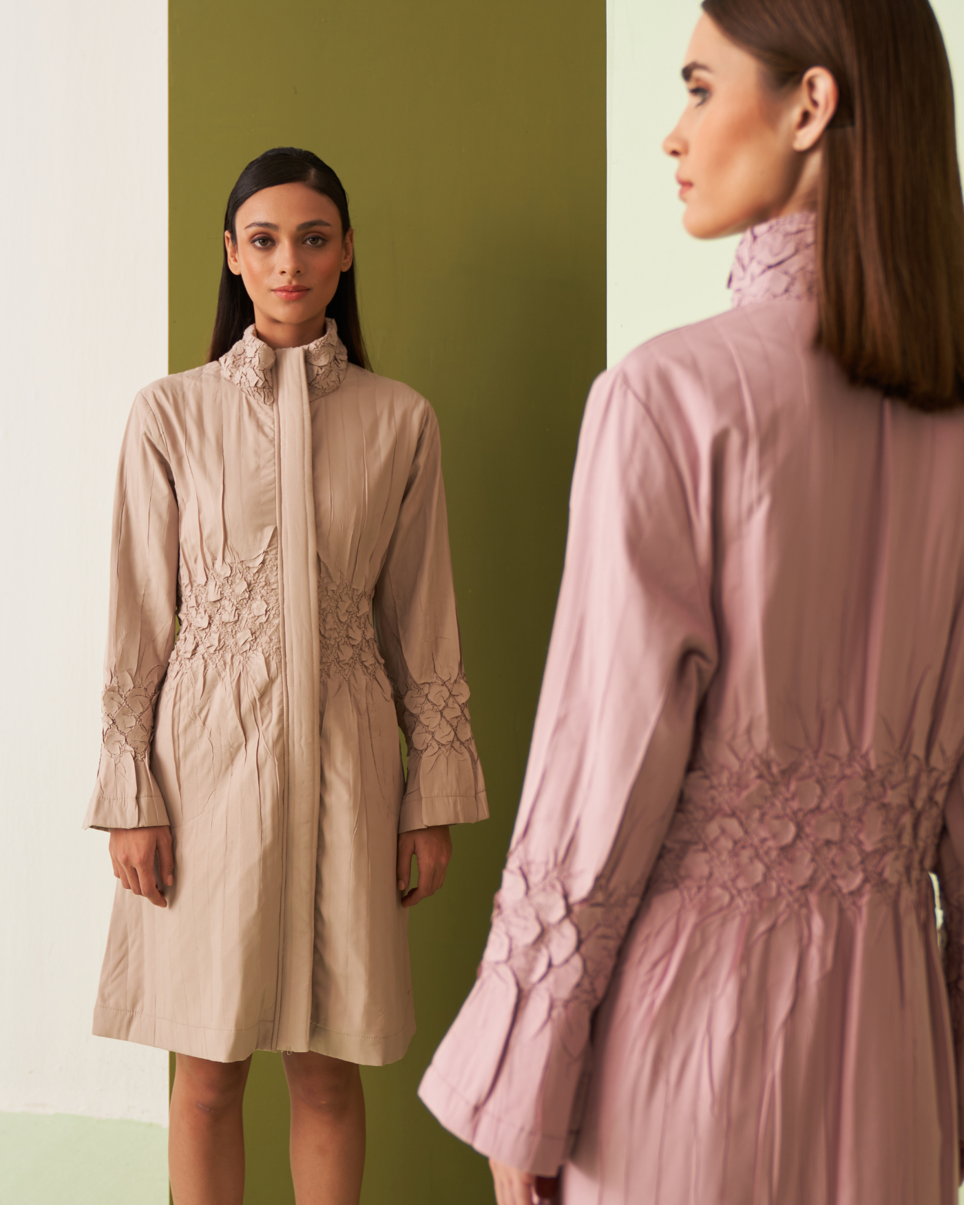 BEIGE NIME TRENCH DRESS