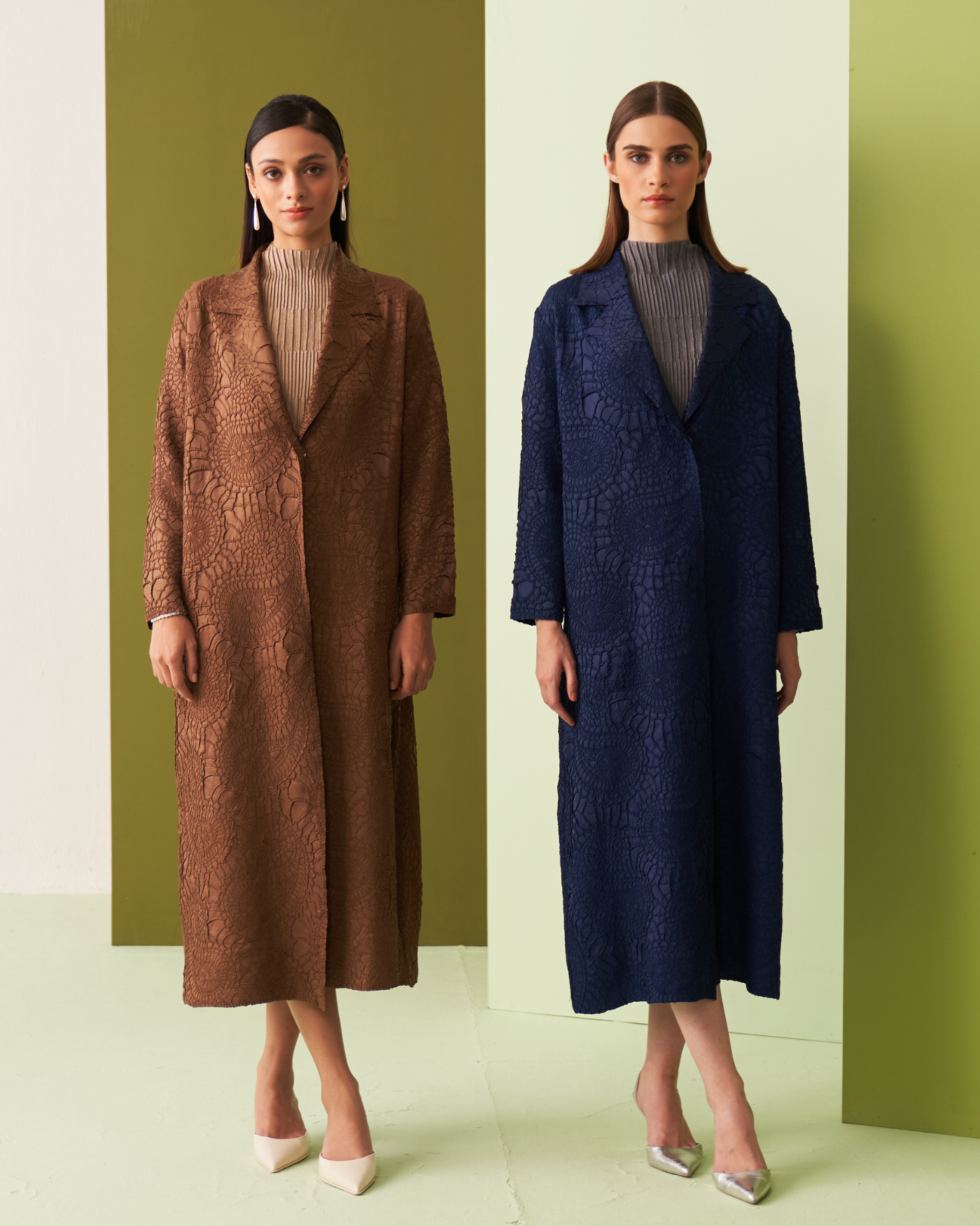BLUE NANCY TEXTURED TRENCHCOAT