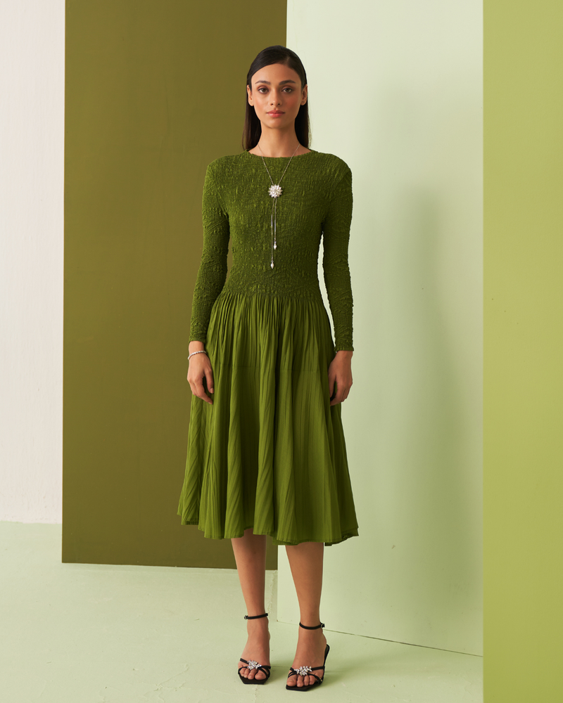 LIME GREEN MINSK DRESS