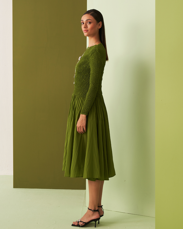 LIME GREEN MINSK DRESS