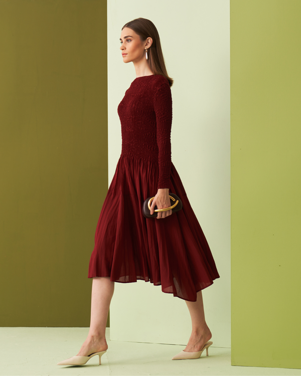 MAROON MINSK DRESS