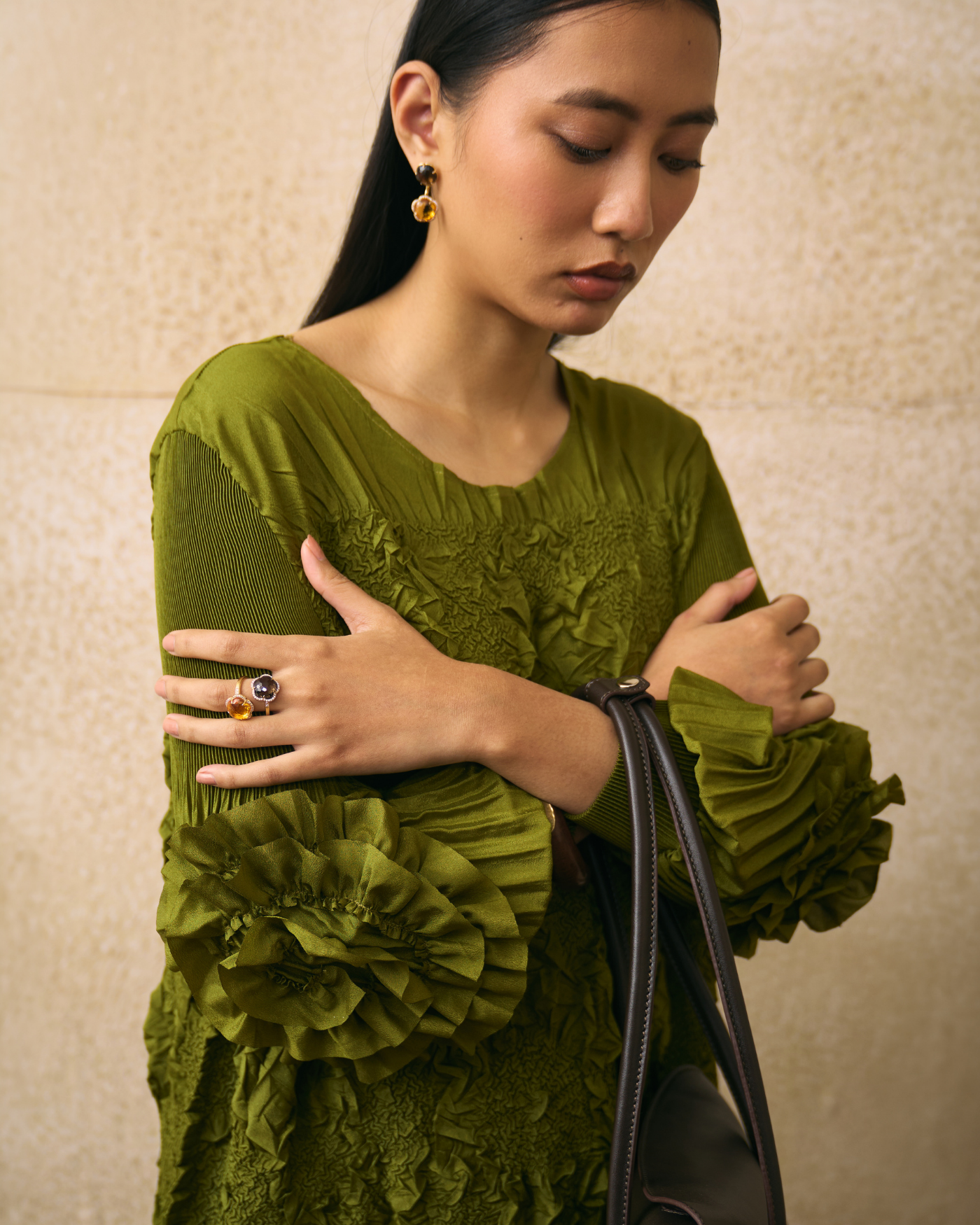 LIME GREEN VALLIA  DRESS