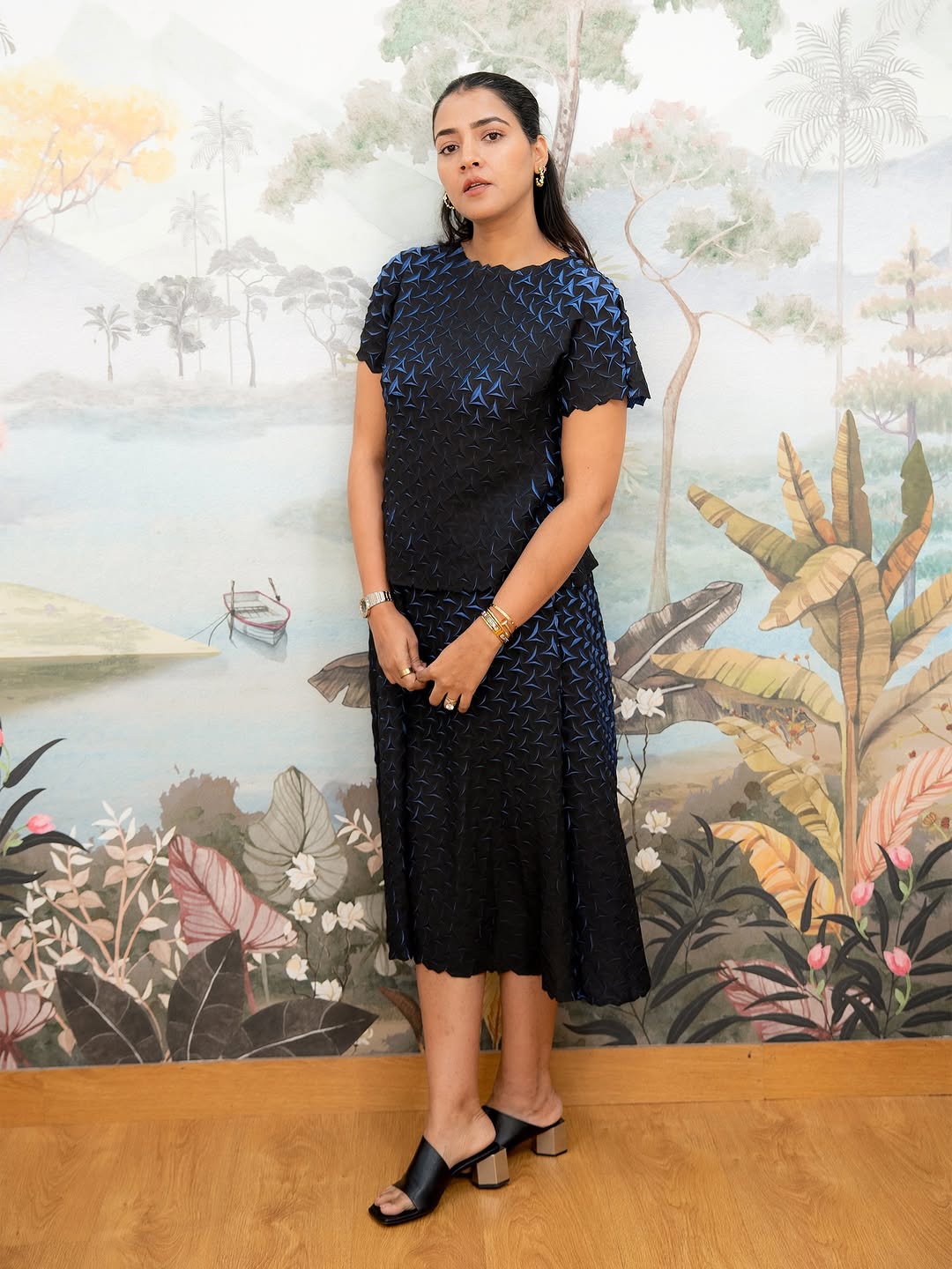 PRIYANKA RAINA IN BLUE BLACK ALTO SKIRT SET