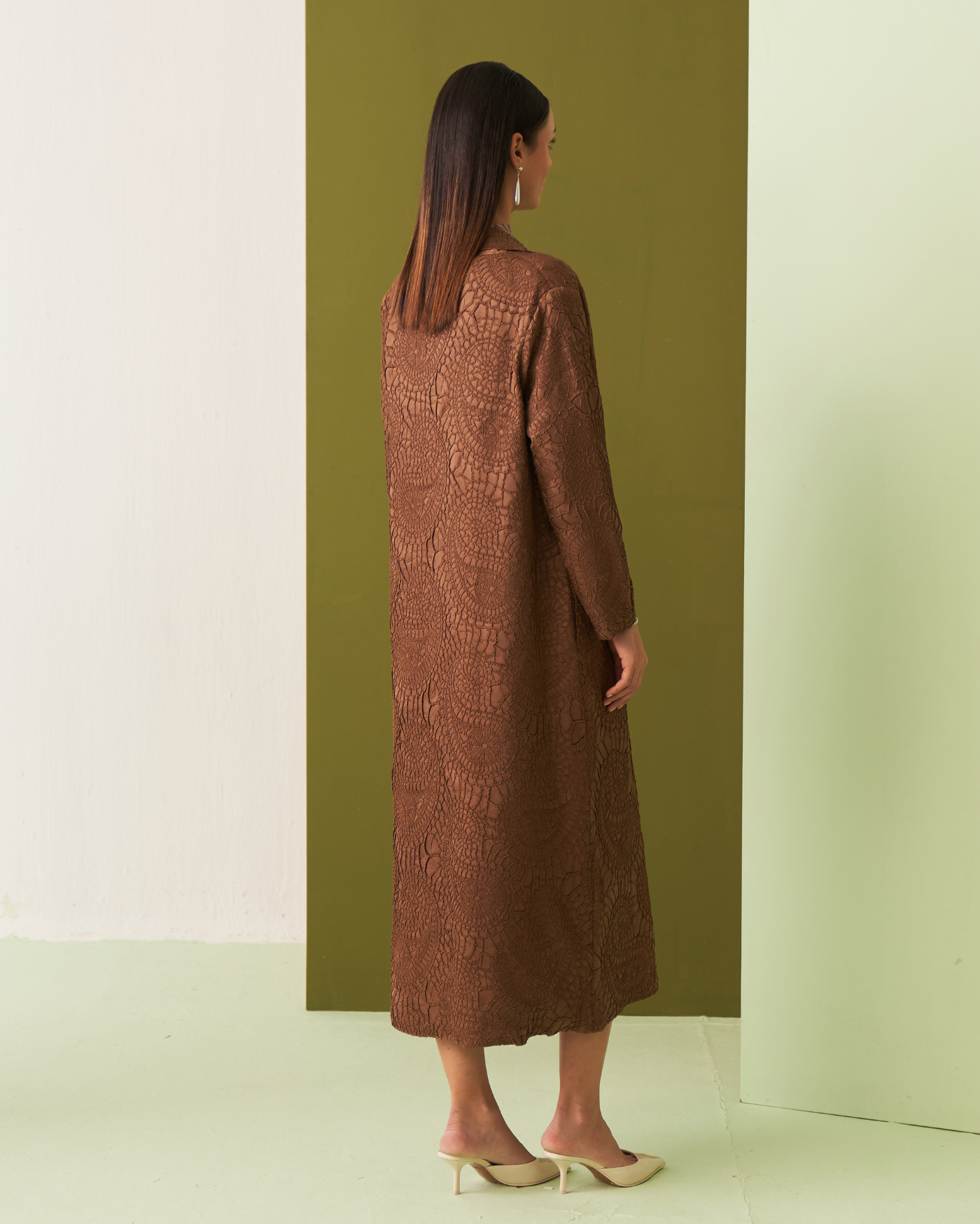 BROWN NANCY TEXTURED TRENCHCOAT