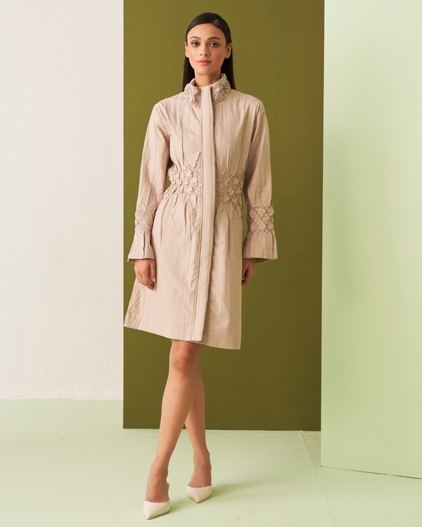 BEIGE NIME TRENCH DRESS