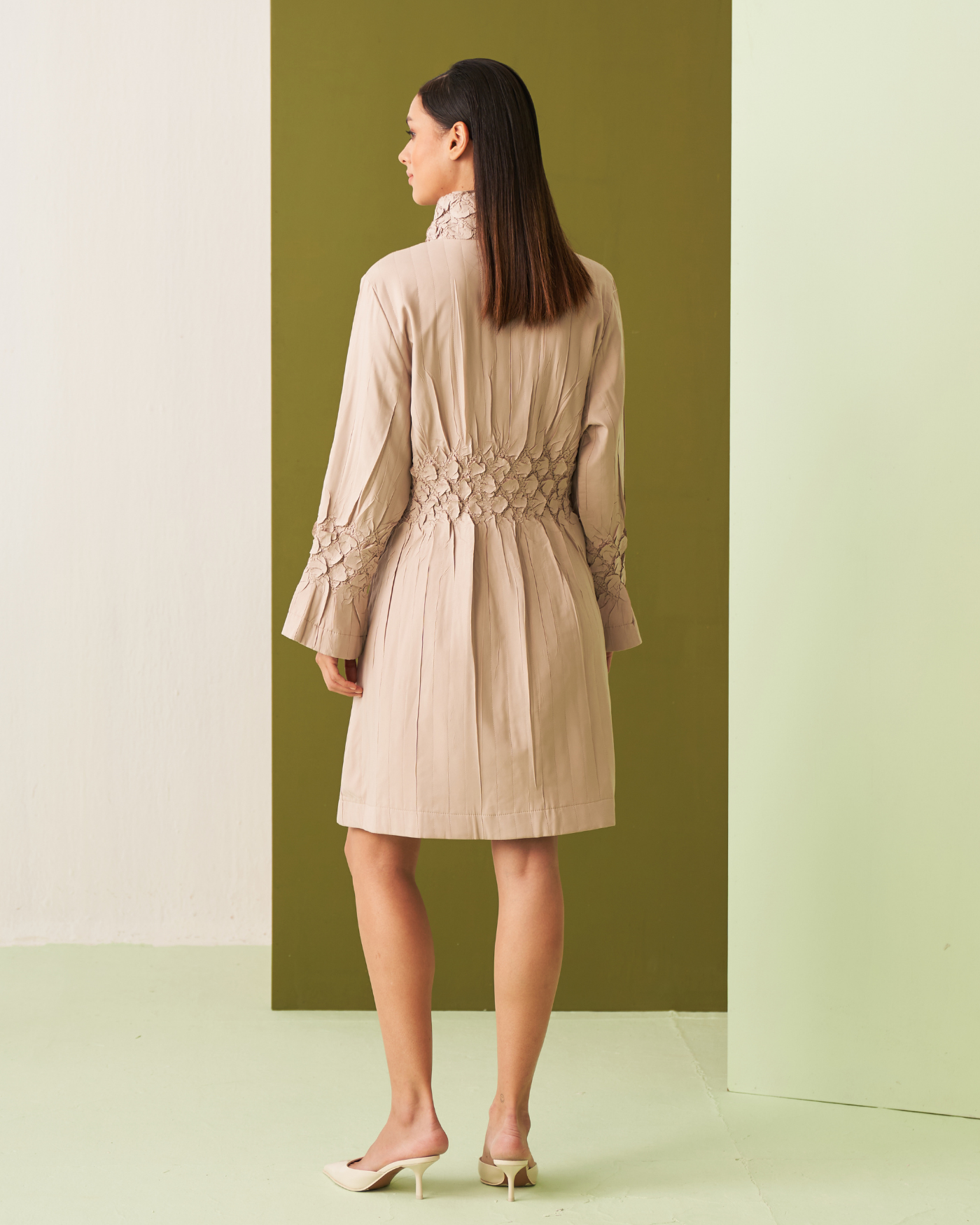 BEIGE NIME TRENCH DRESS