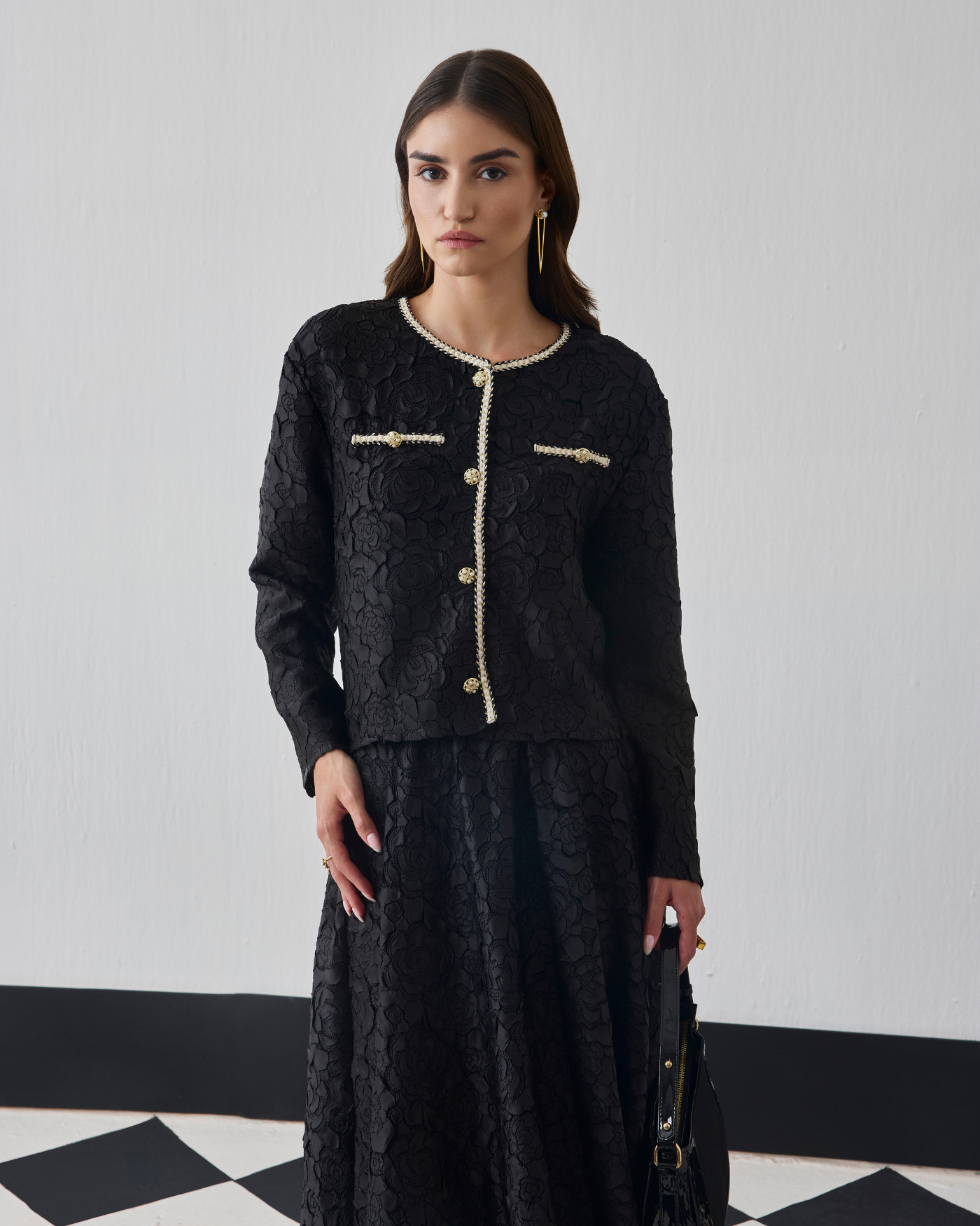BLACK NELIA SKIRT SET