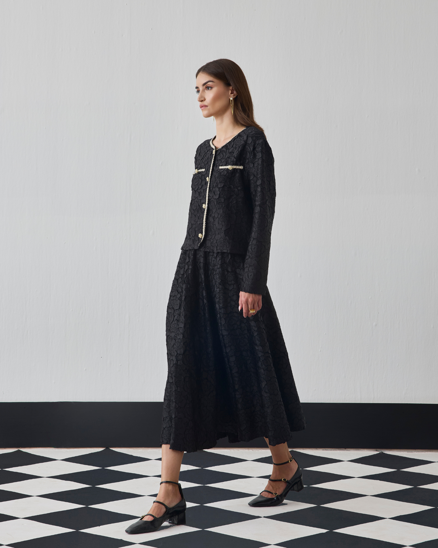 BLACK NELIA SKIRT SET