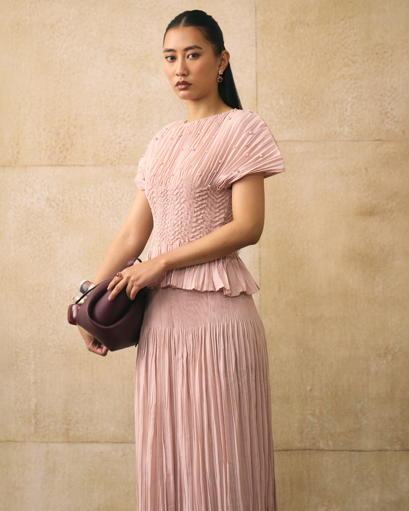 PINK WEAVA COORD SET