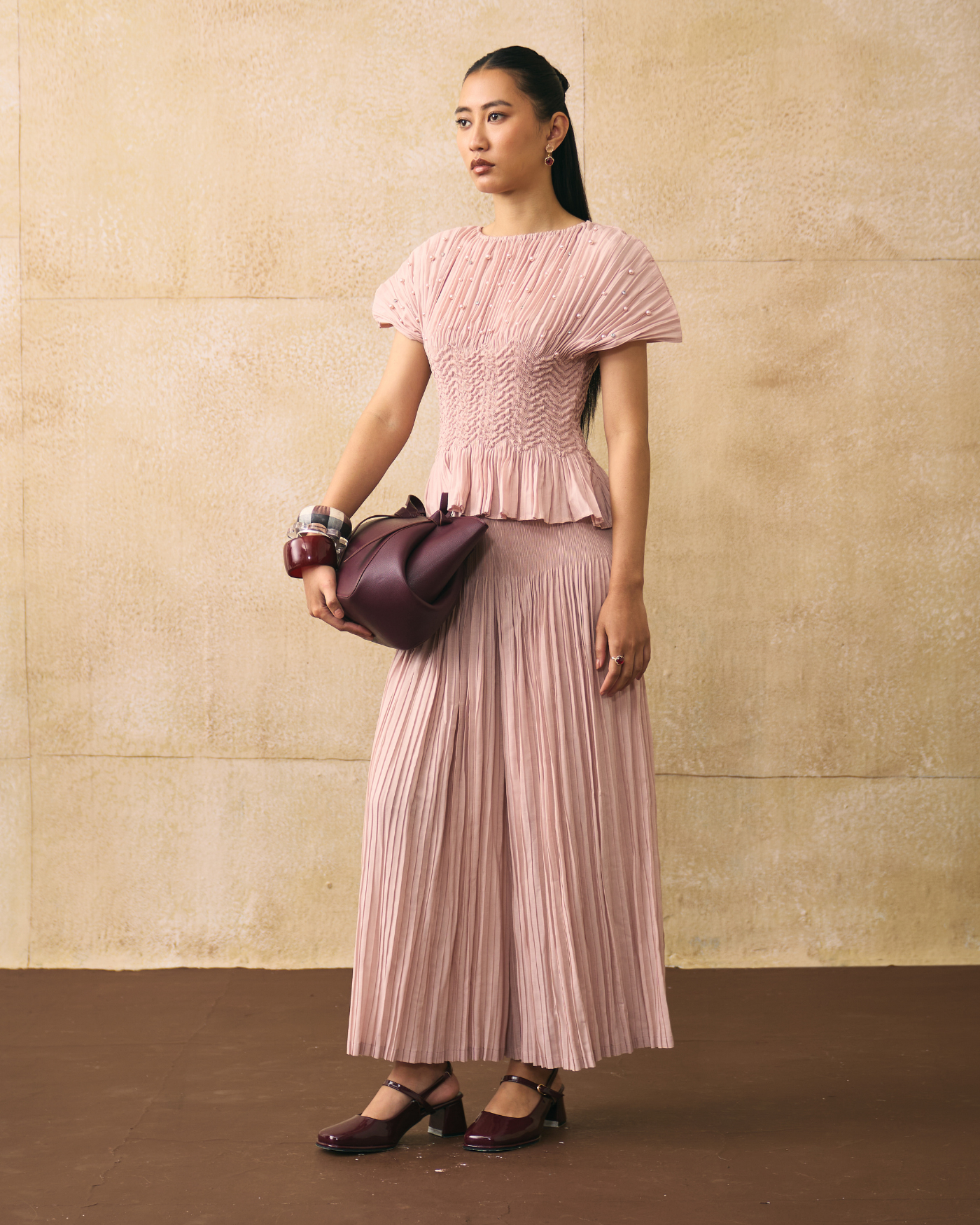 PINK WEAVA COORD SET