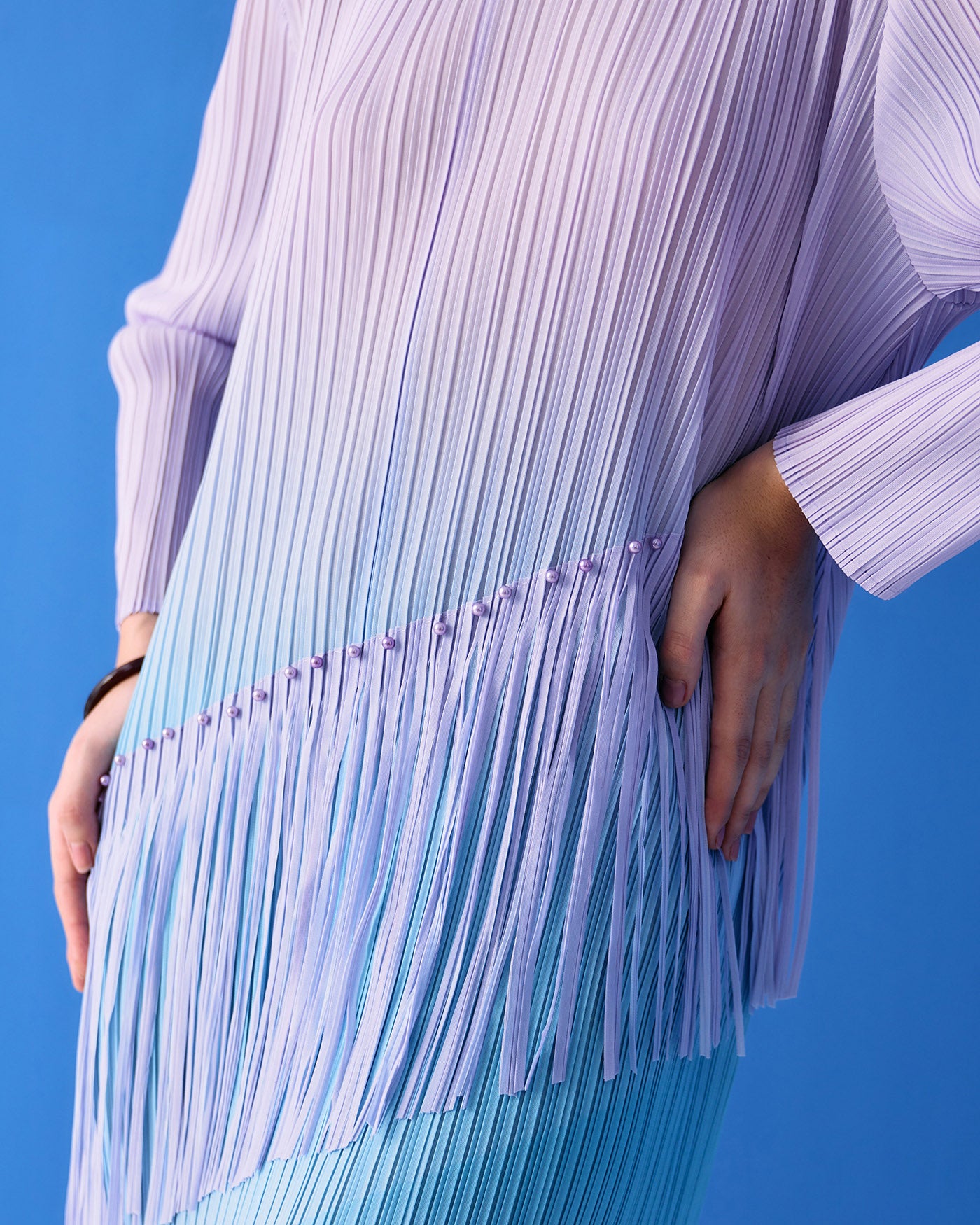 LILAC OMBRE FRINGE DRESS