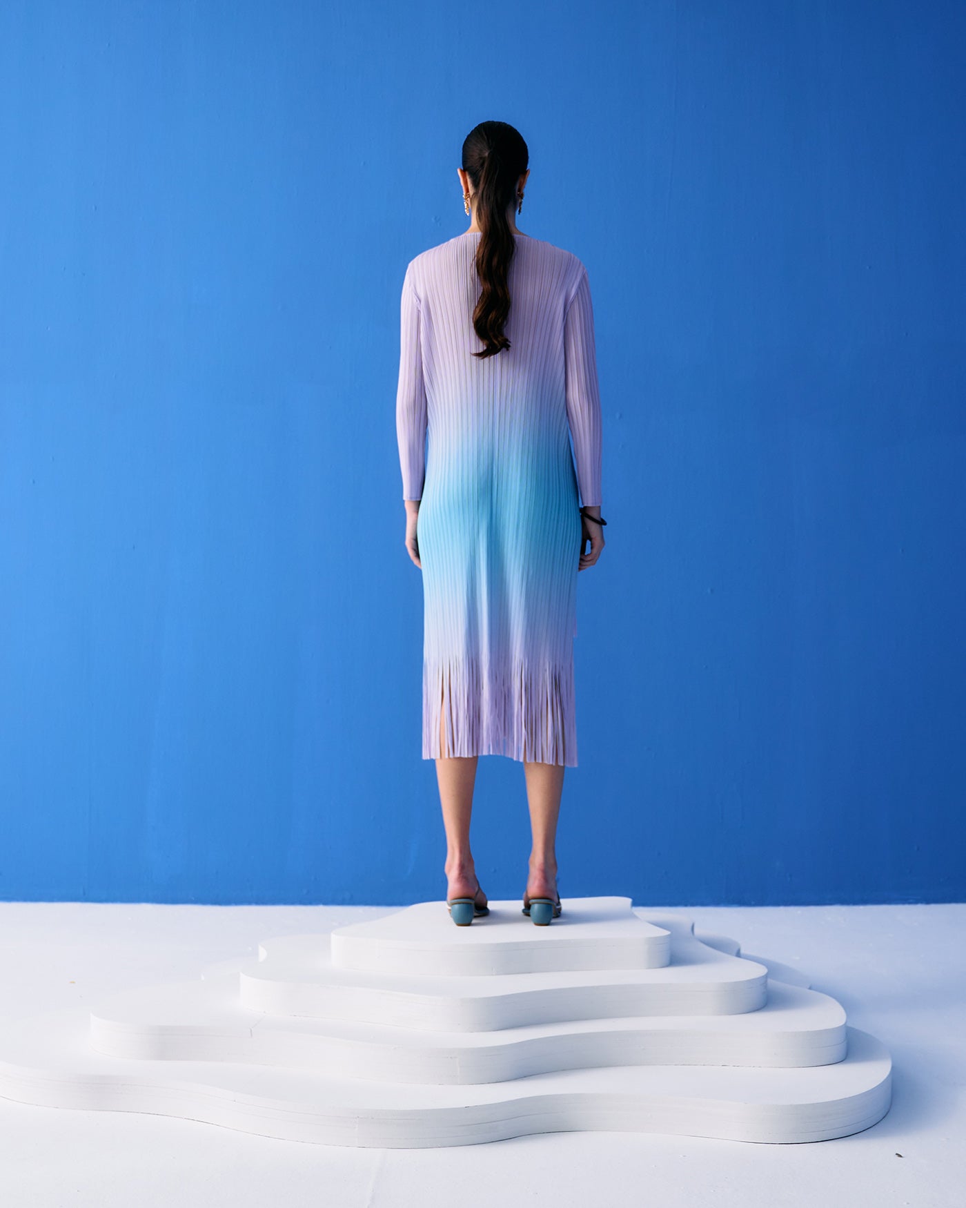 LILAC OMBRE FRINGE DRESS