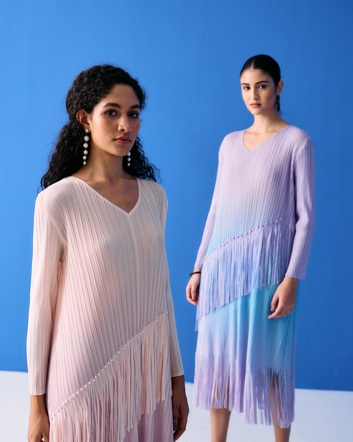 LILAC OMBRE FRINGE DRESS