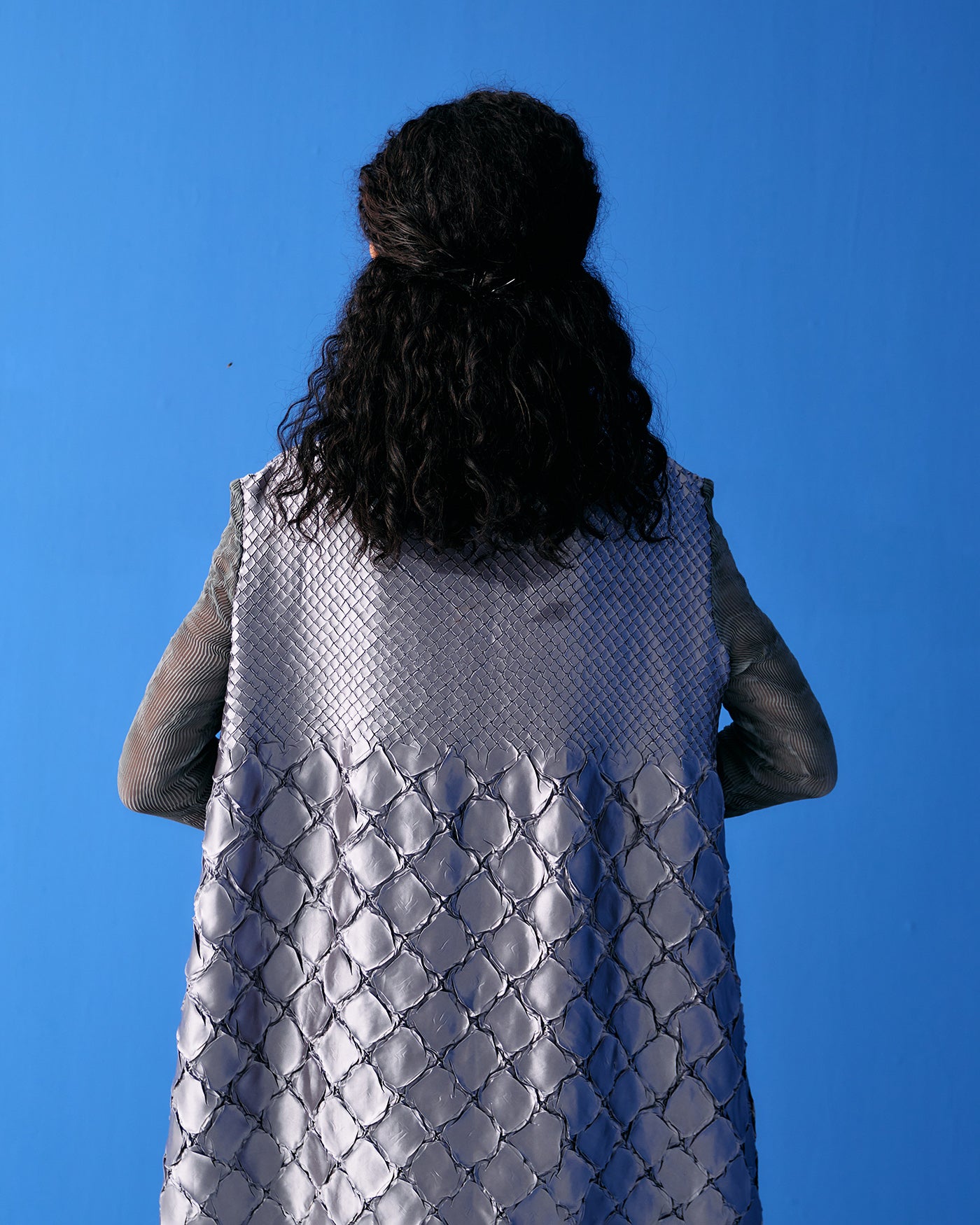 SILVER MERMAID TEXTURED DRESS